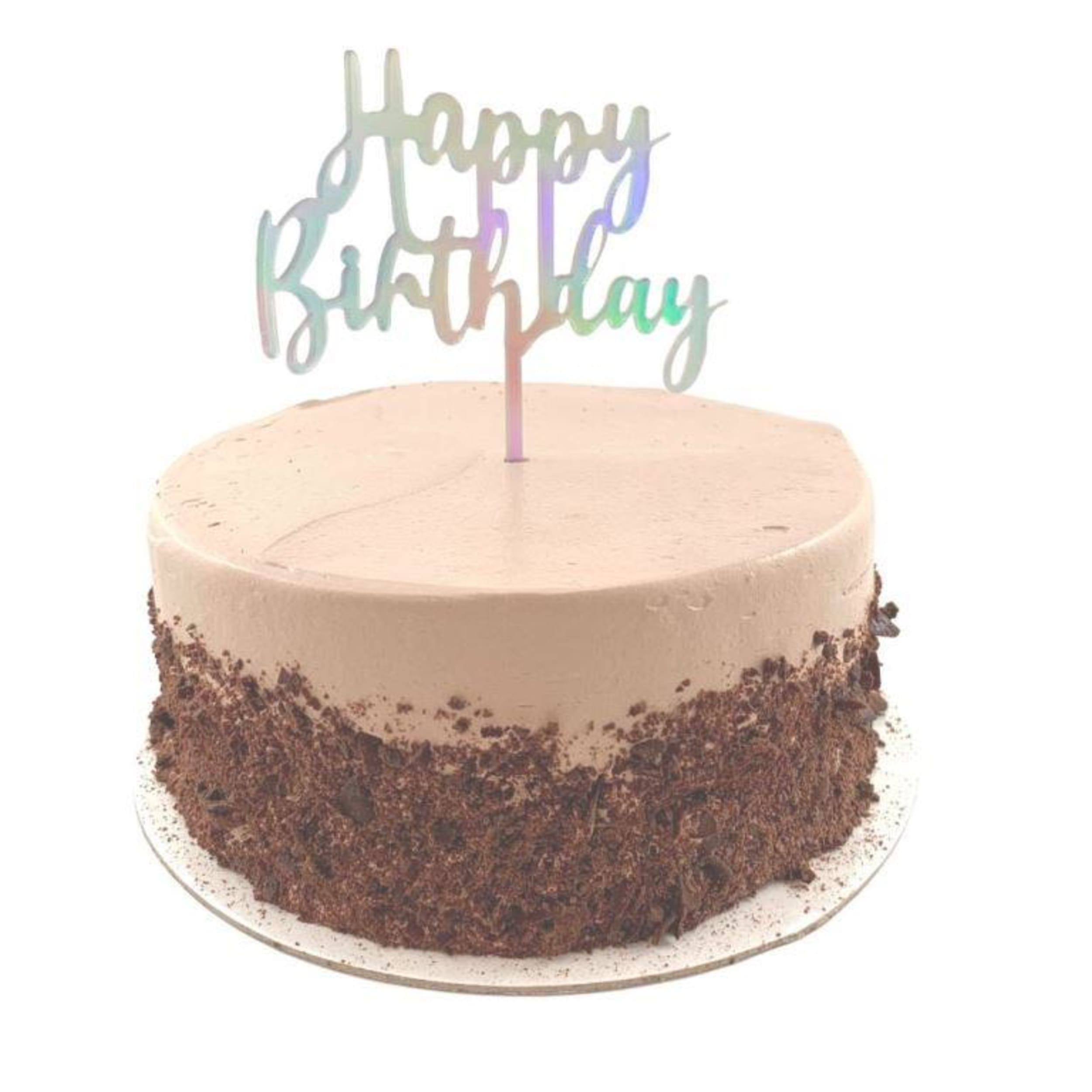 Occasions Cake Topper Acrylic 2mm Happy Birthday Iridescent