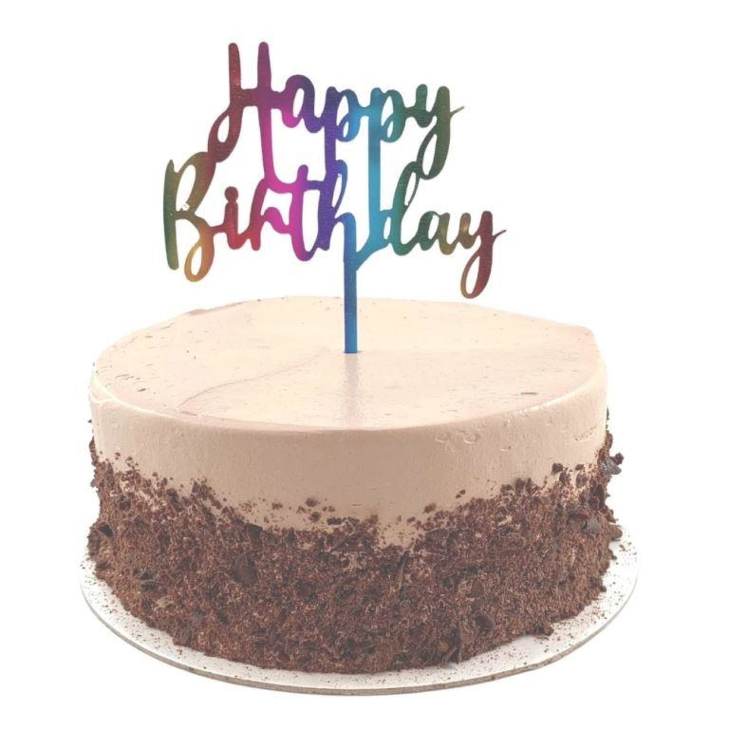Occasions Cake Topper Acrylic 2mm Happy Birthday Rainbow