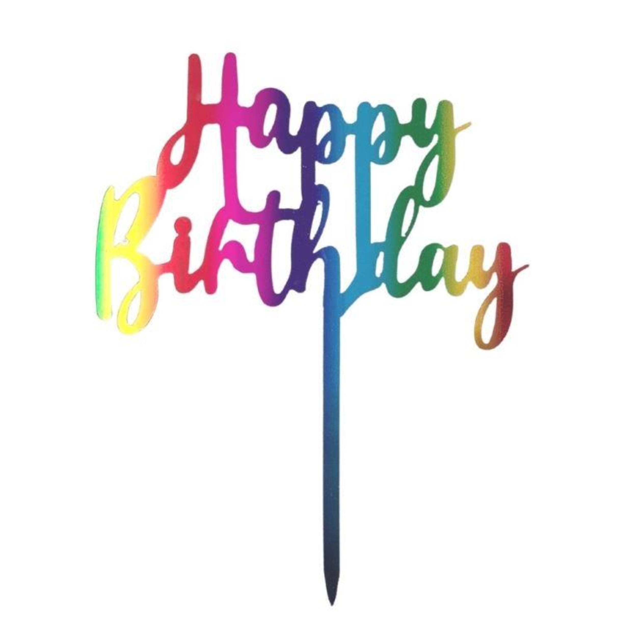 Occasions Cake Topper Acrylic 2mm Happy Birthday Rainbow