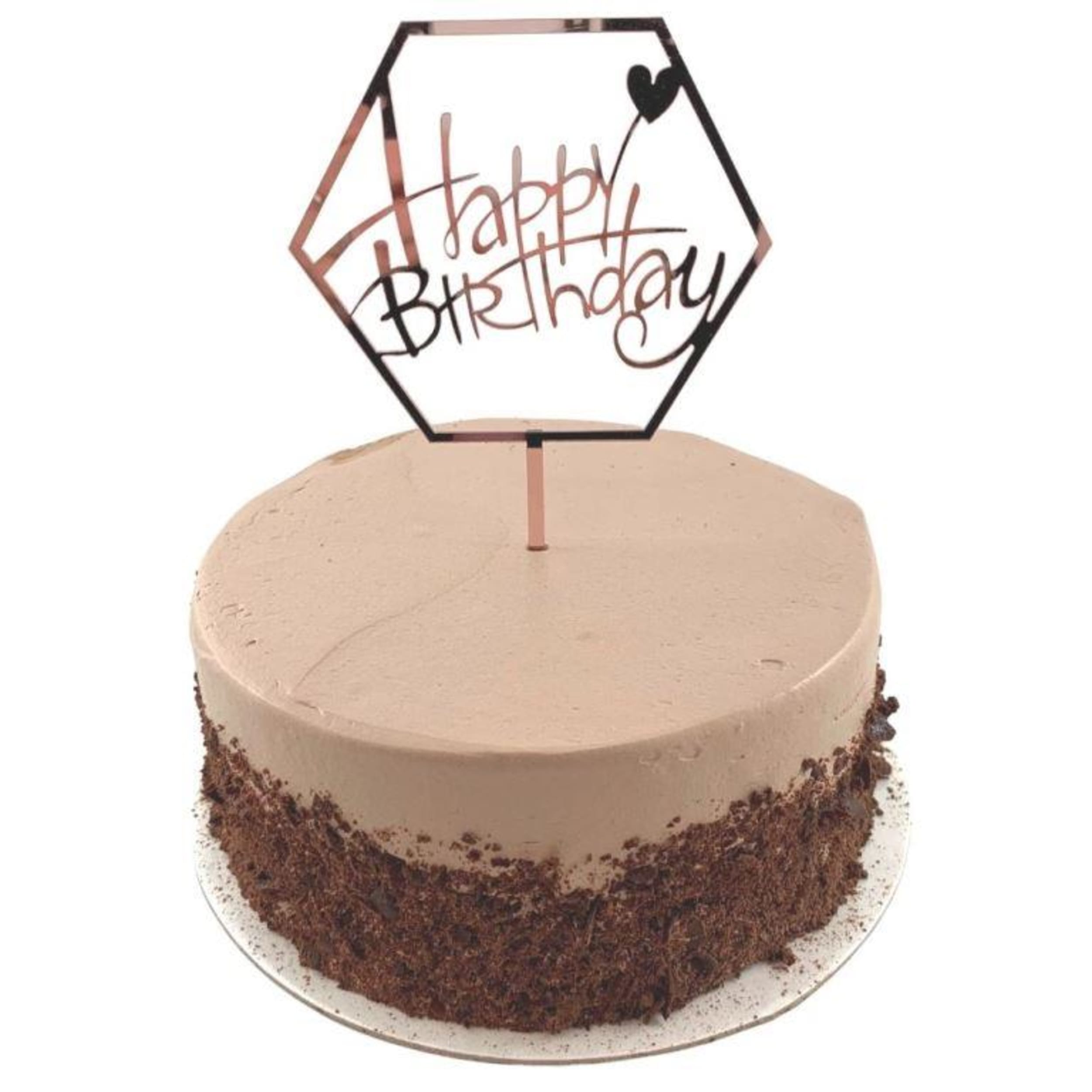 Occasions Cake Topper Acrylic 2mm Happy Birthday Hex R.Gold