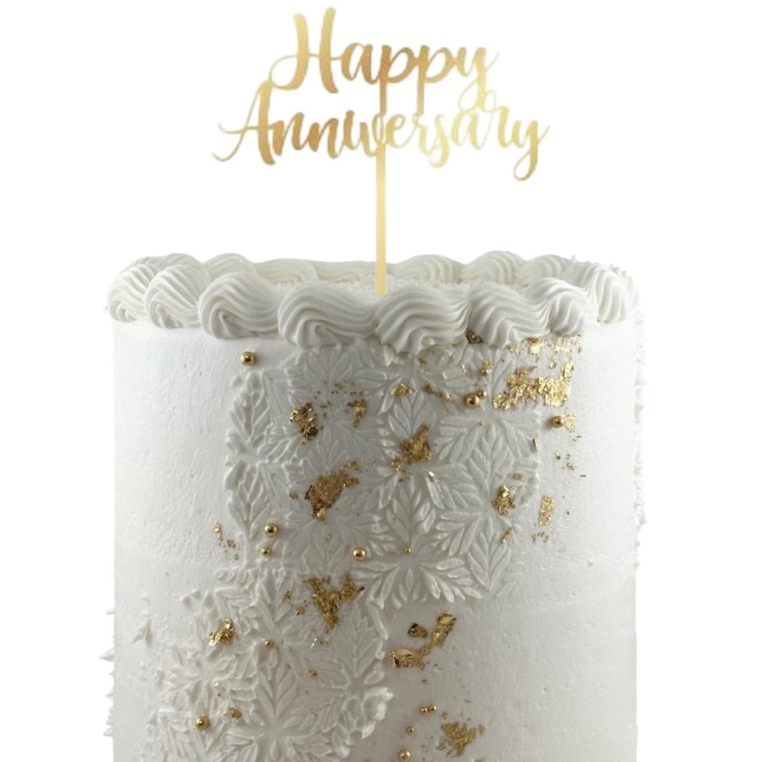 Occasions Cake Topper Acrylic 2mm Happy Anniversary Gold