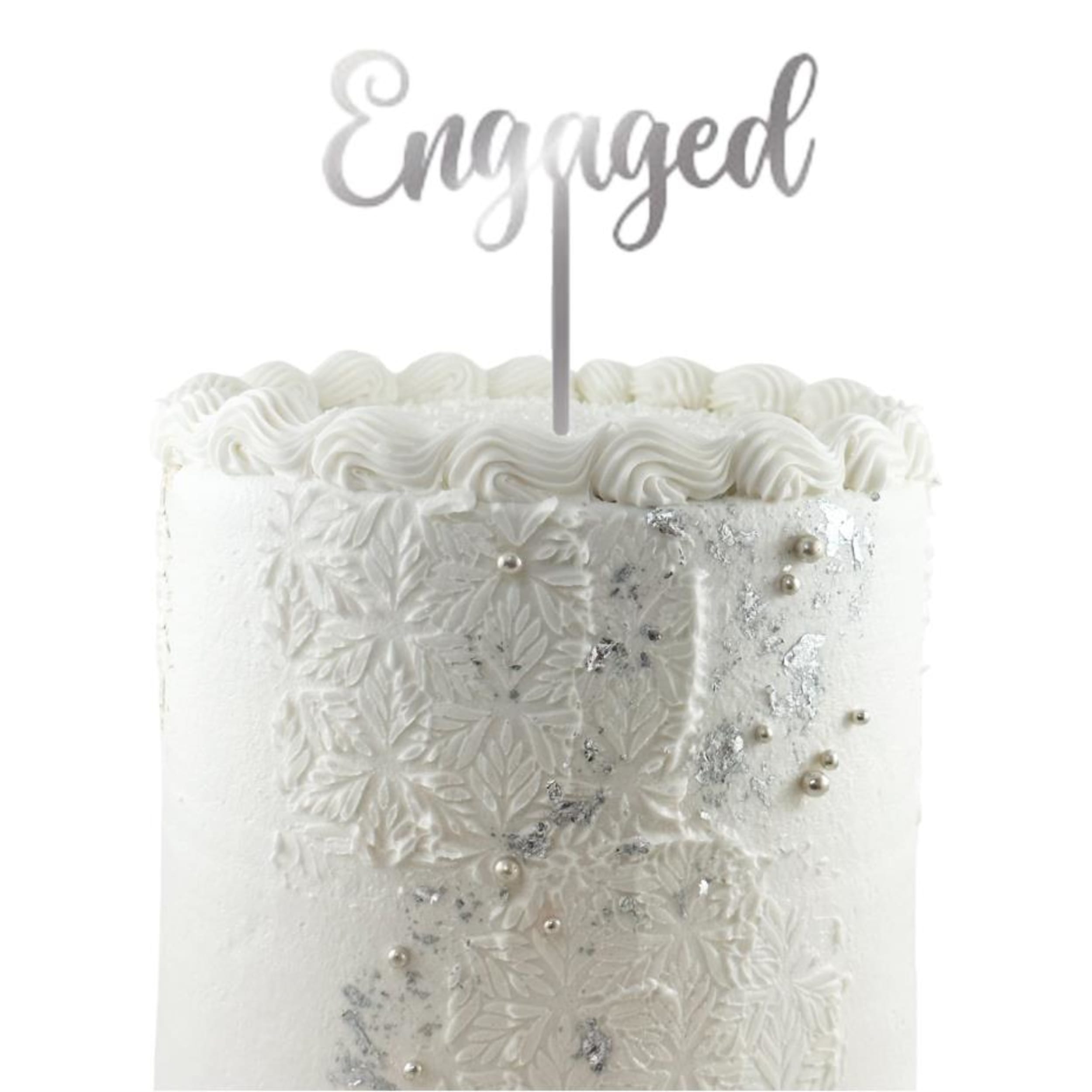 Occasions Cake Topper Acrylic 2mm Engaged Silver