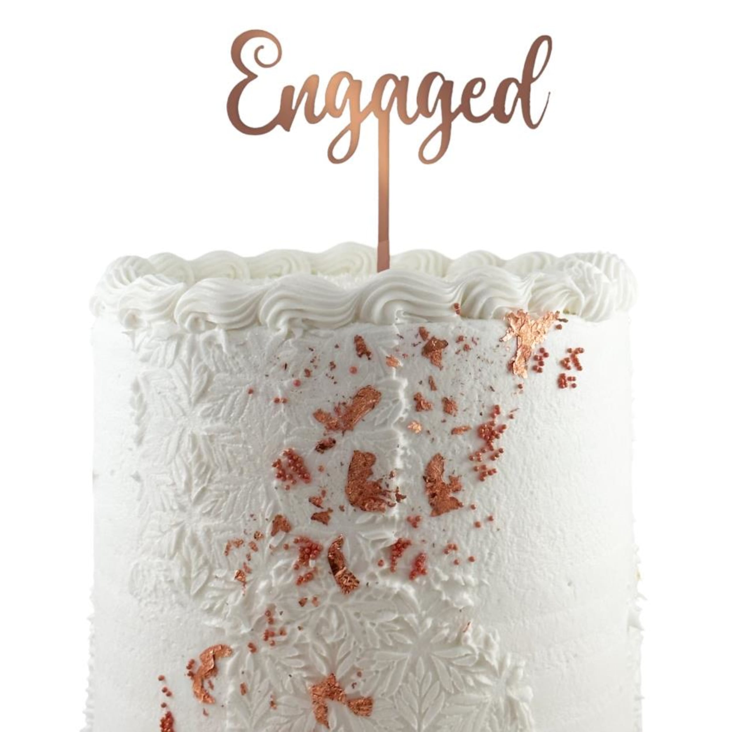 Occasions Cake Topper Acrylic 2mm Engaged Rose Gold