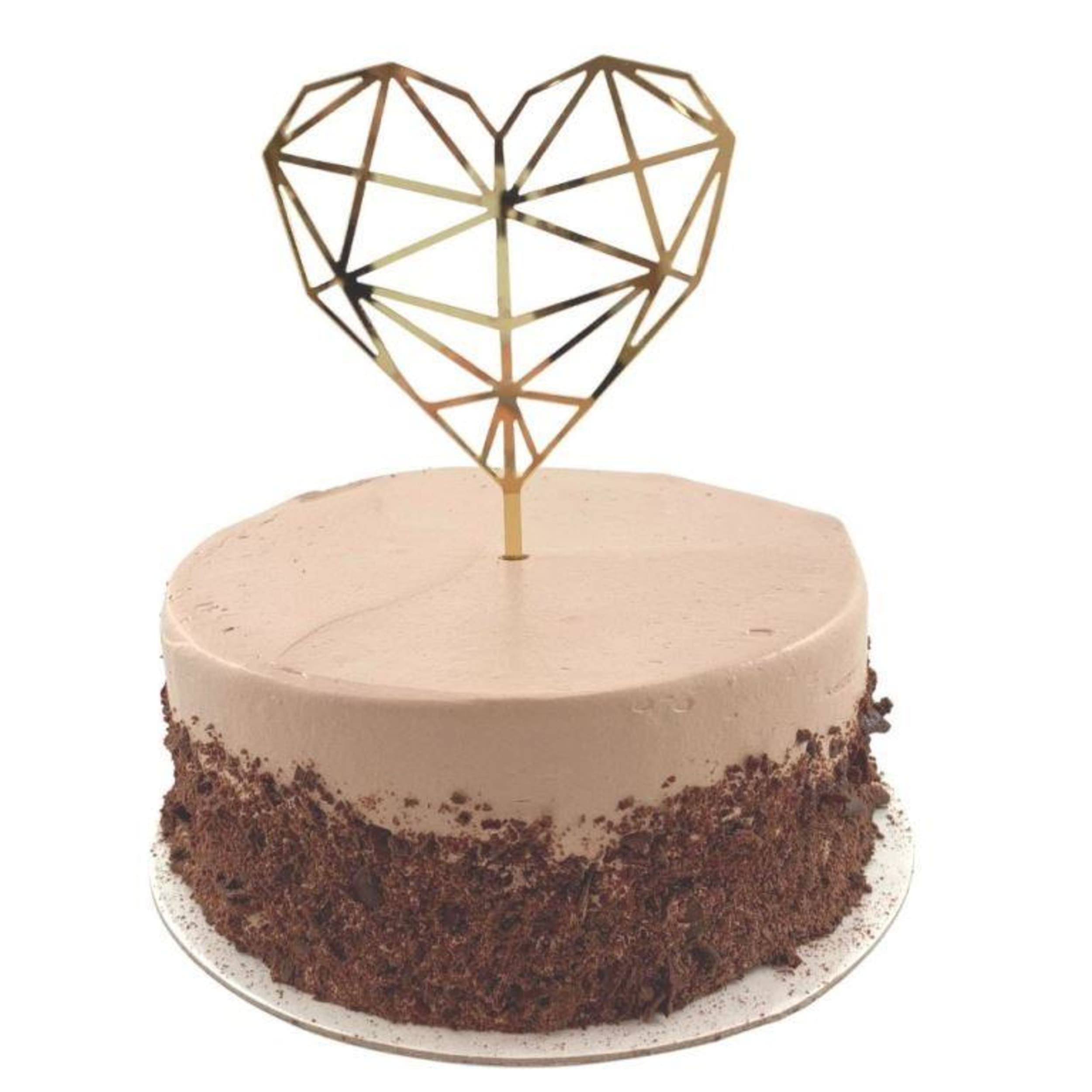 Occasions Cake Topper Acrylic 2mm Hex. Heart Gold