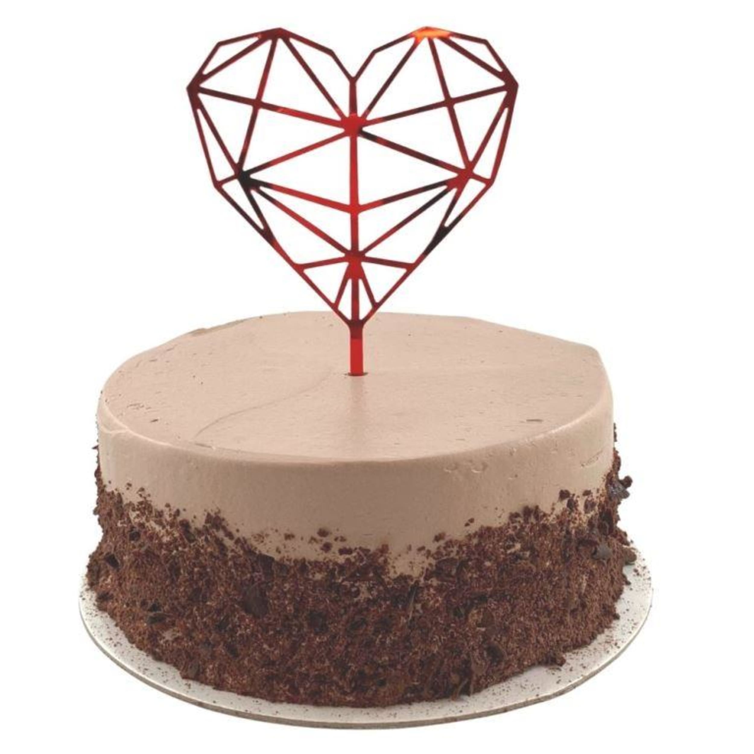 Occasions Cake Topper Acrylic 2mm Hex. Heart Red
