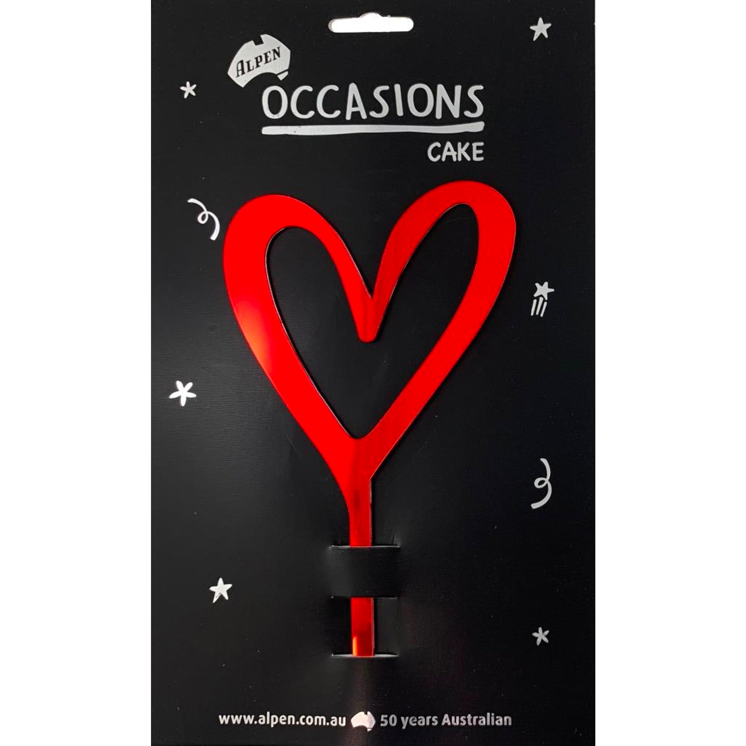 Occasions Cake Topper Acrylic 2mm Heart Red