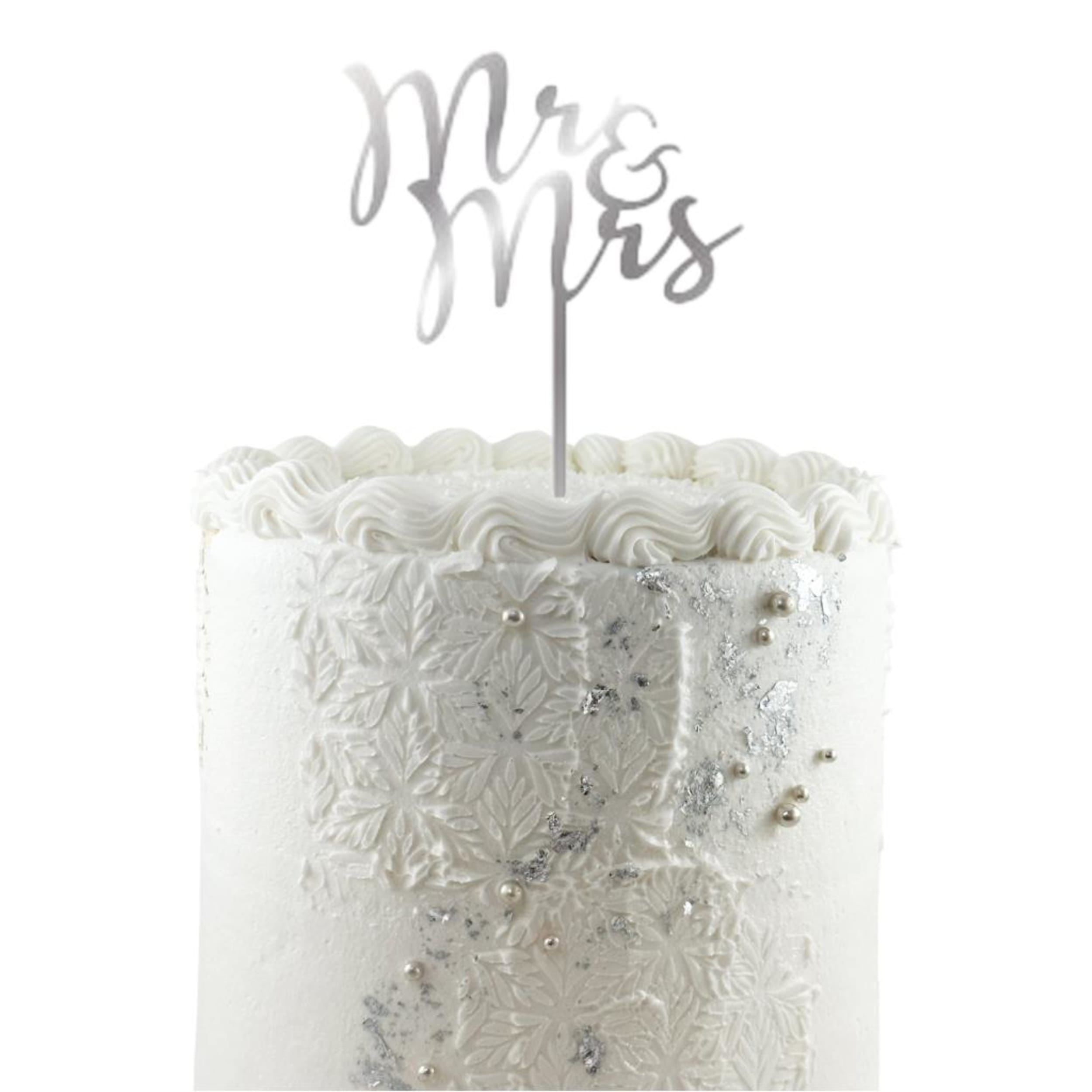 Occasions Cake Topper Acrylic 2mm Mr & Mrs Silver