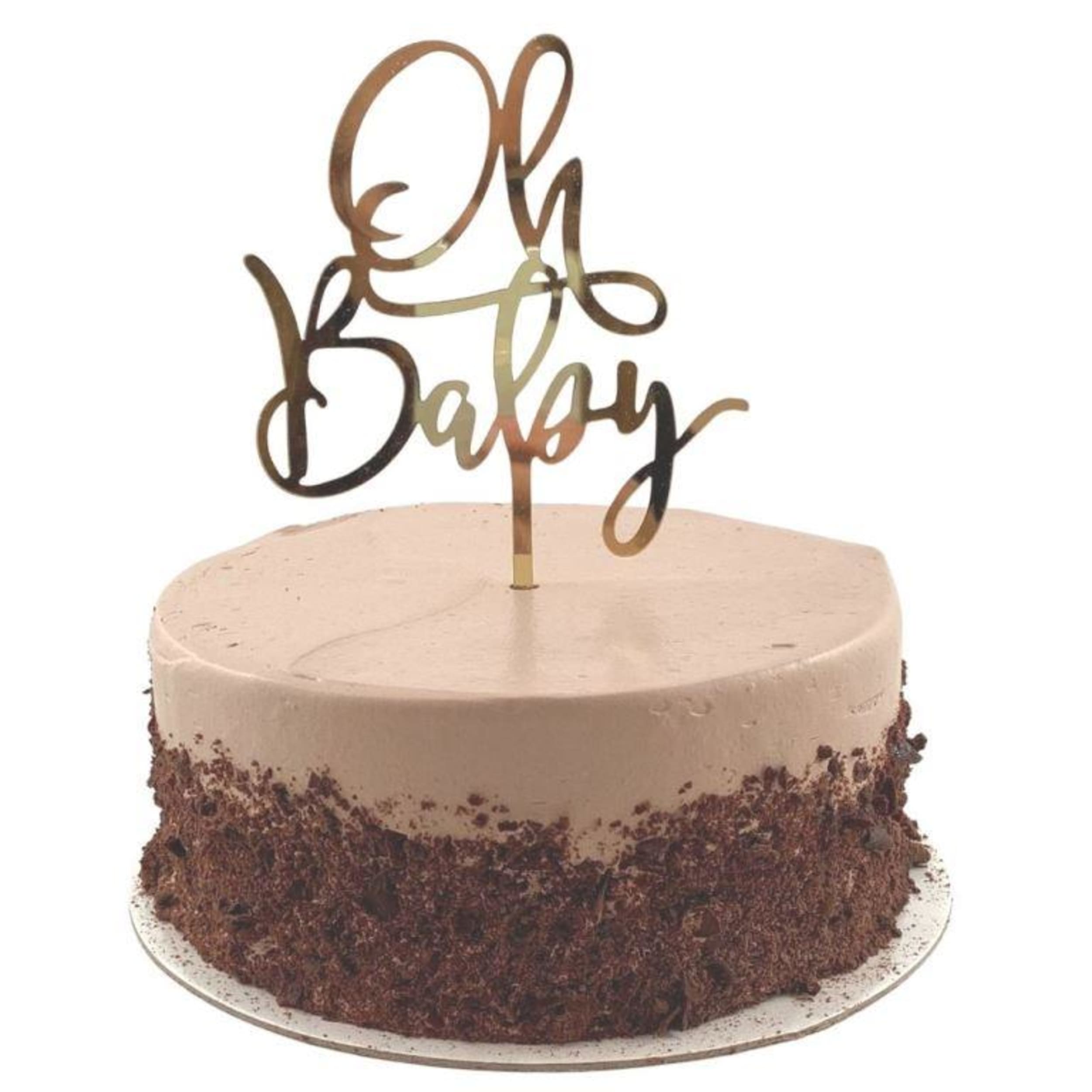 Occasions Cake Topper Acrylic 2mm Oh Baby Gold