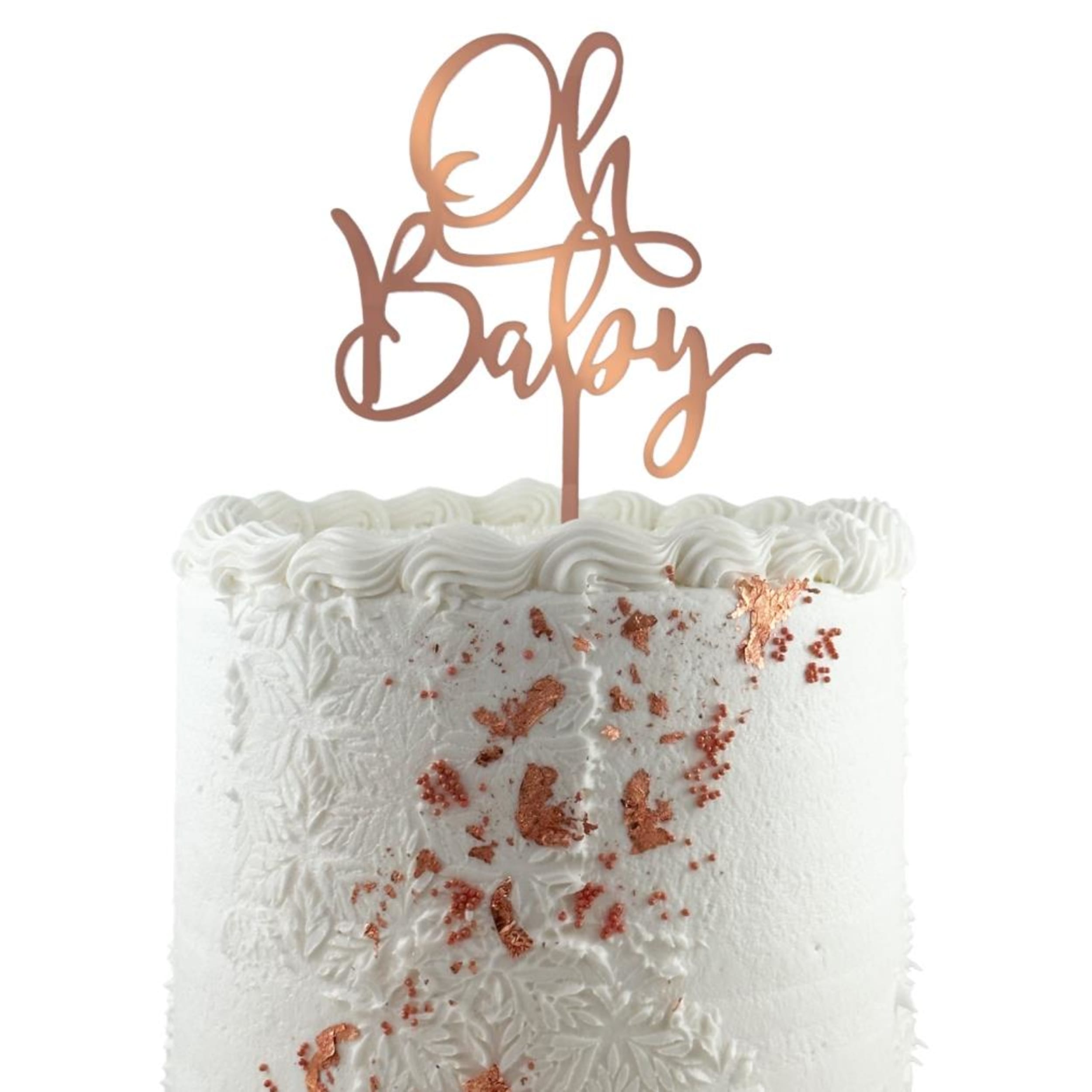 Occasions Cake Topper Acrylic 2mm Oh Baby Rose Gold