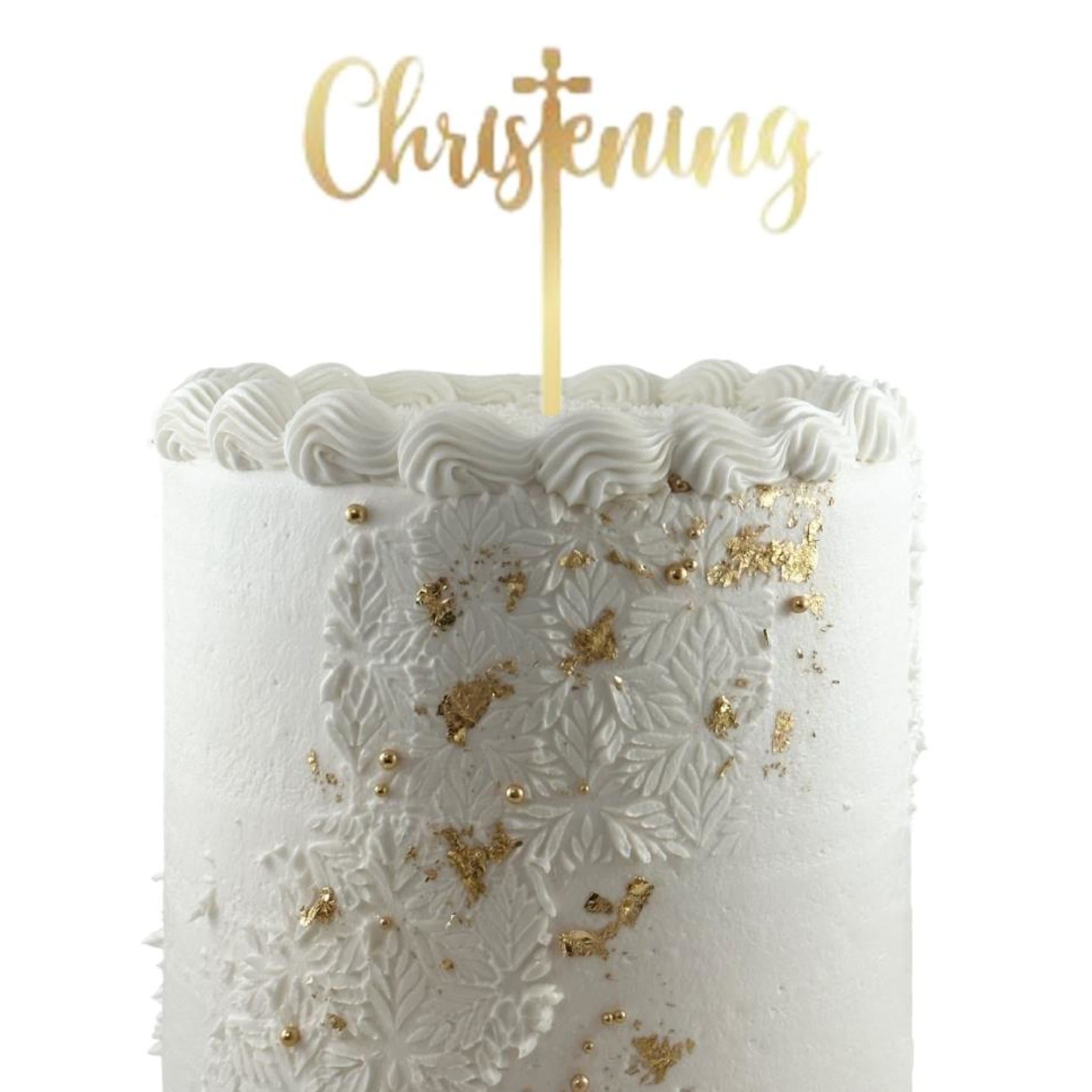 Occasions Cake Topper Acrylic 2mm Christening Gold
