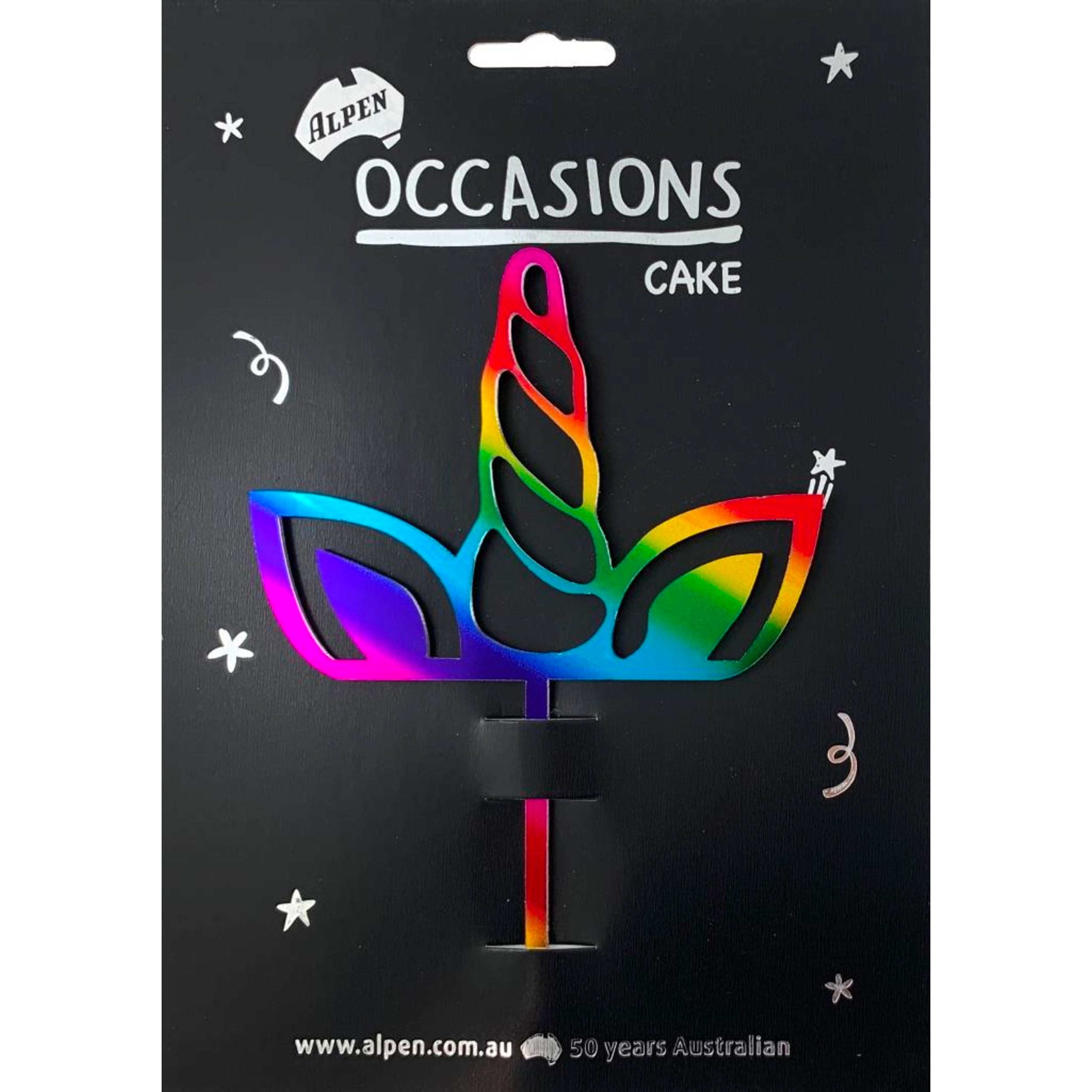 Occasions Cake Topper Acrylic 2mm Unicorn Rainbow