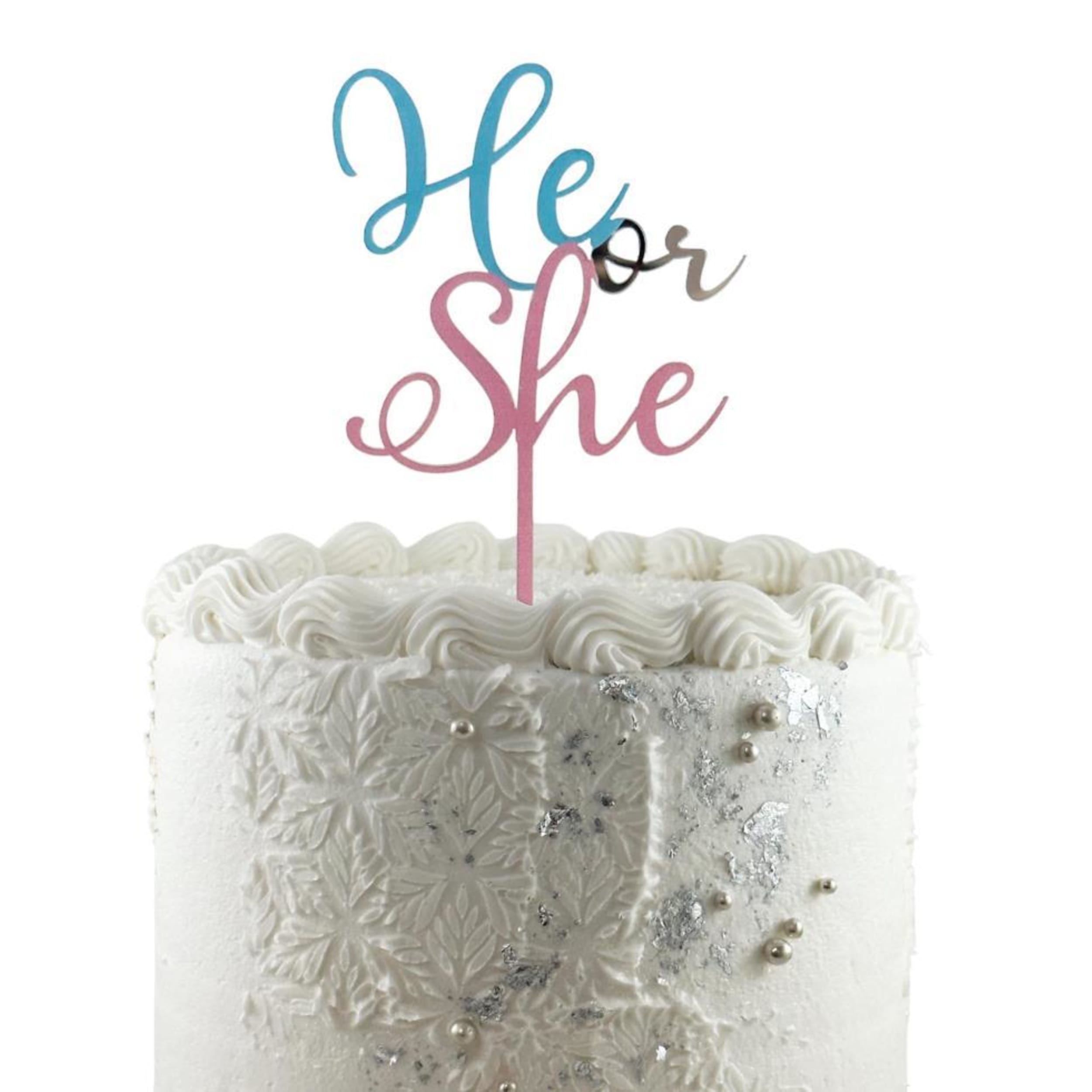 Occasions Cake Topper Acrylic 2mm He or She