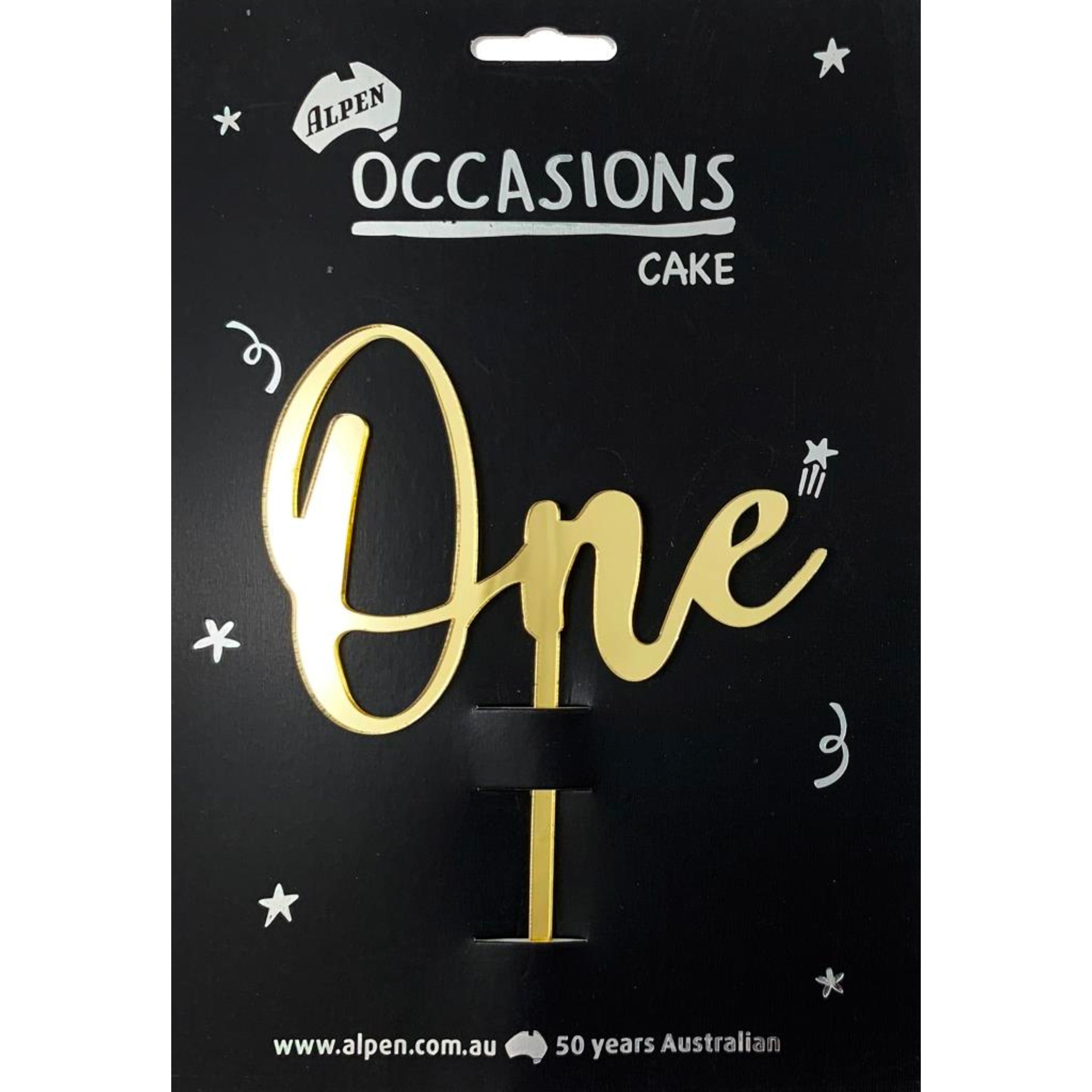 Occasions Cake Topper Acrylic 2mm One Gold