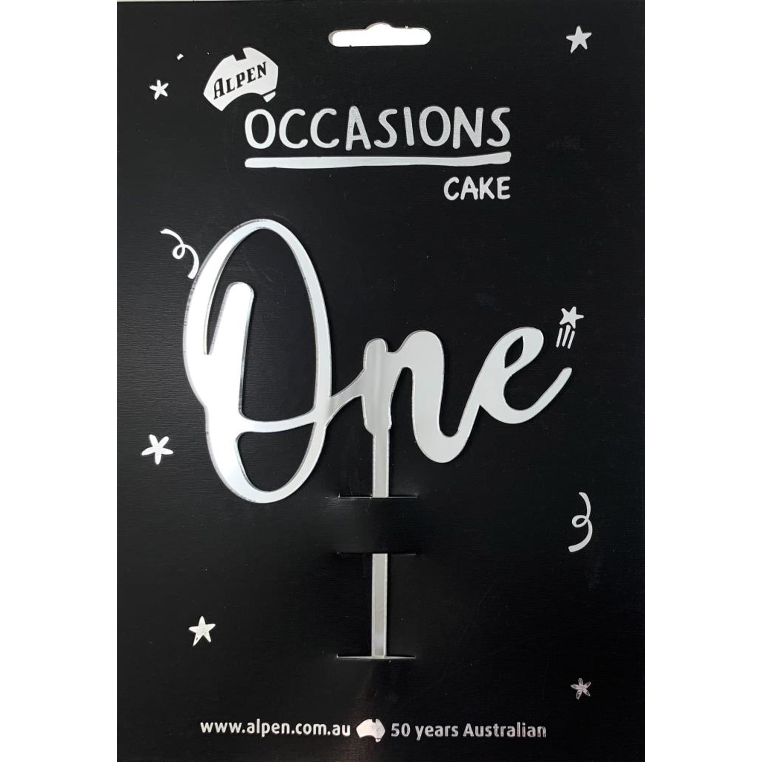 Occasions Cake Topper Acrylic 2mm One Silver
