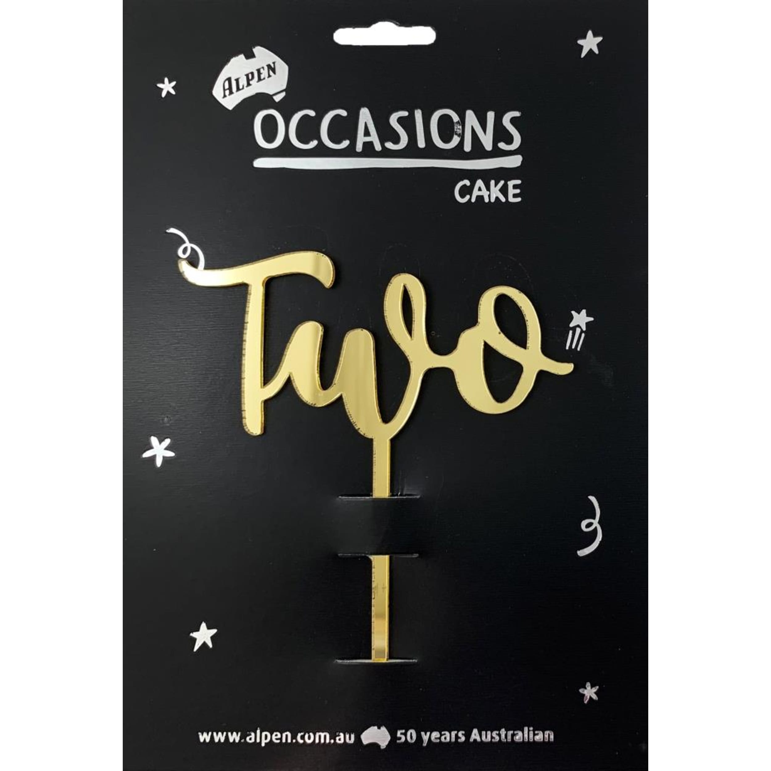 Occasions Cake Topper Acrylic 2mm Two Gold