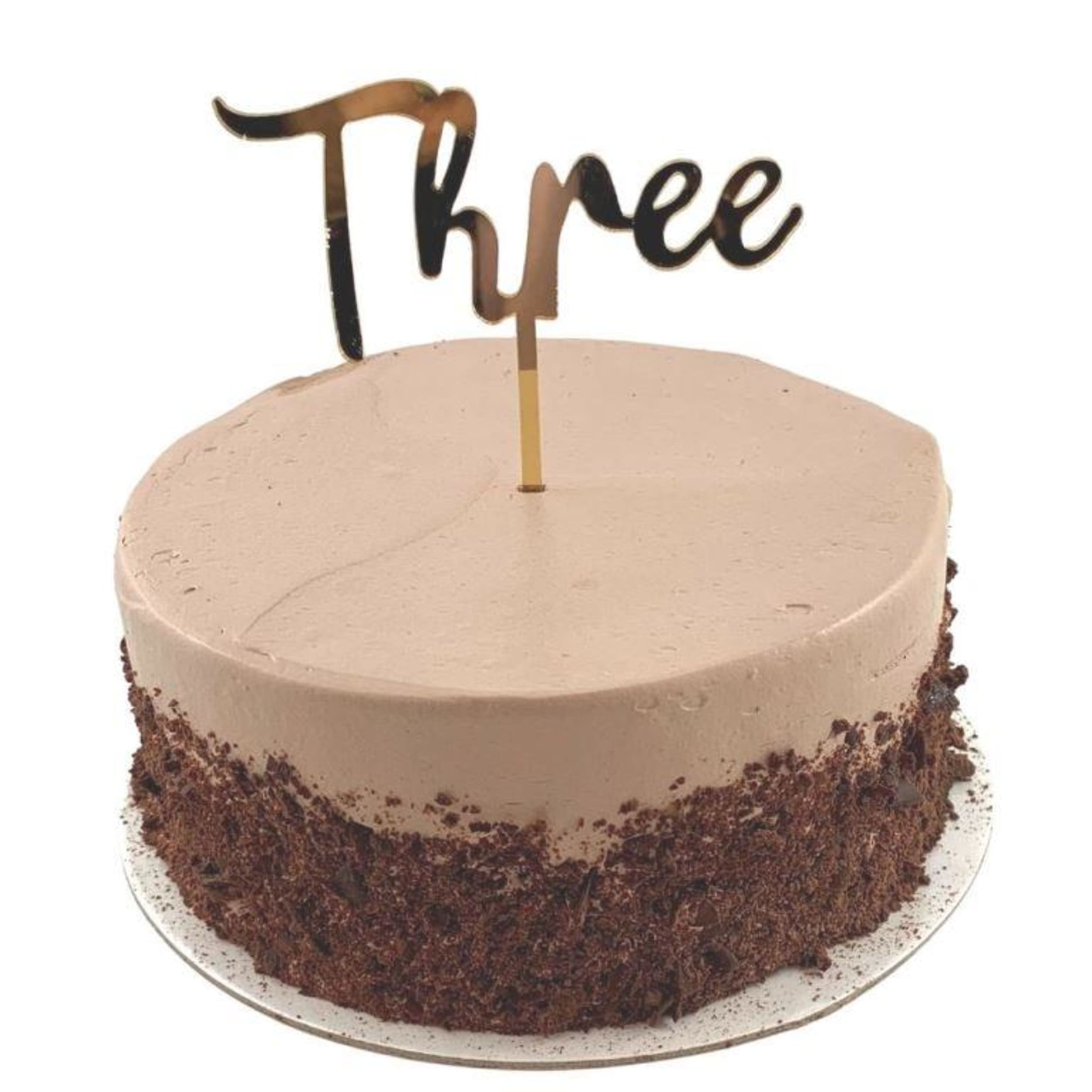 Occasions Cake Topper Acrylic 2mm Three Gold