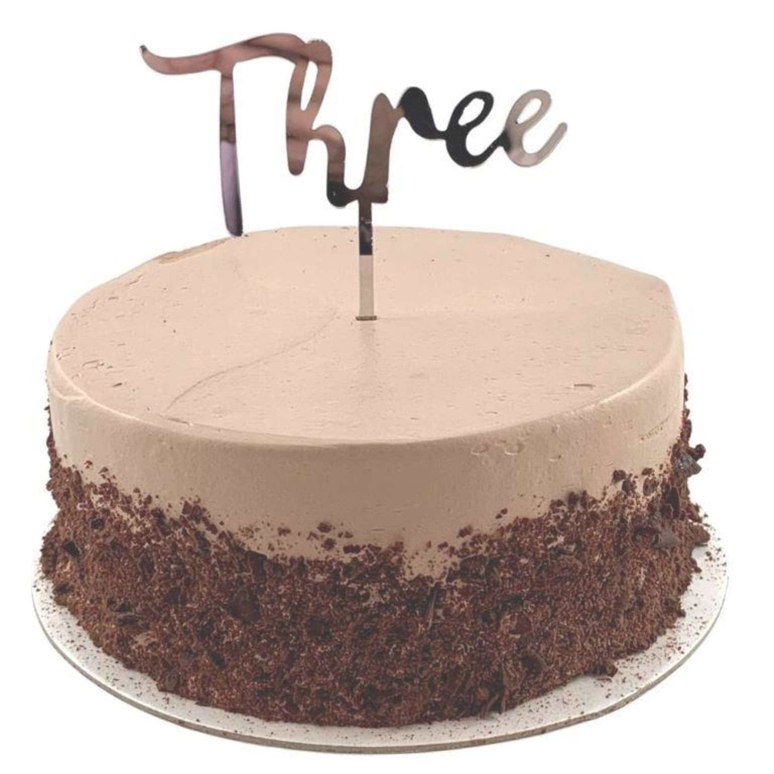 Occasions Cake Topper Acrylic 2mm Three Silver