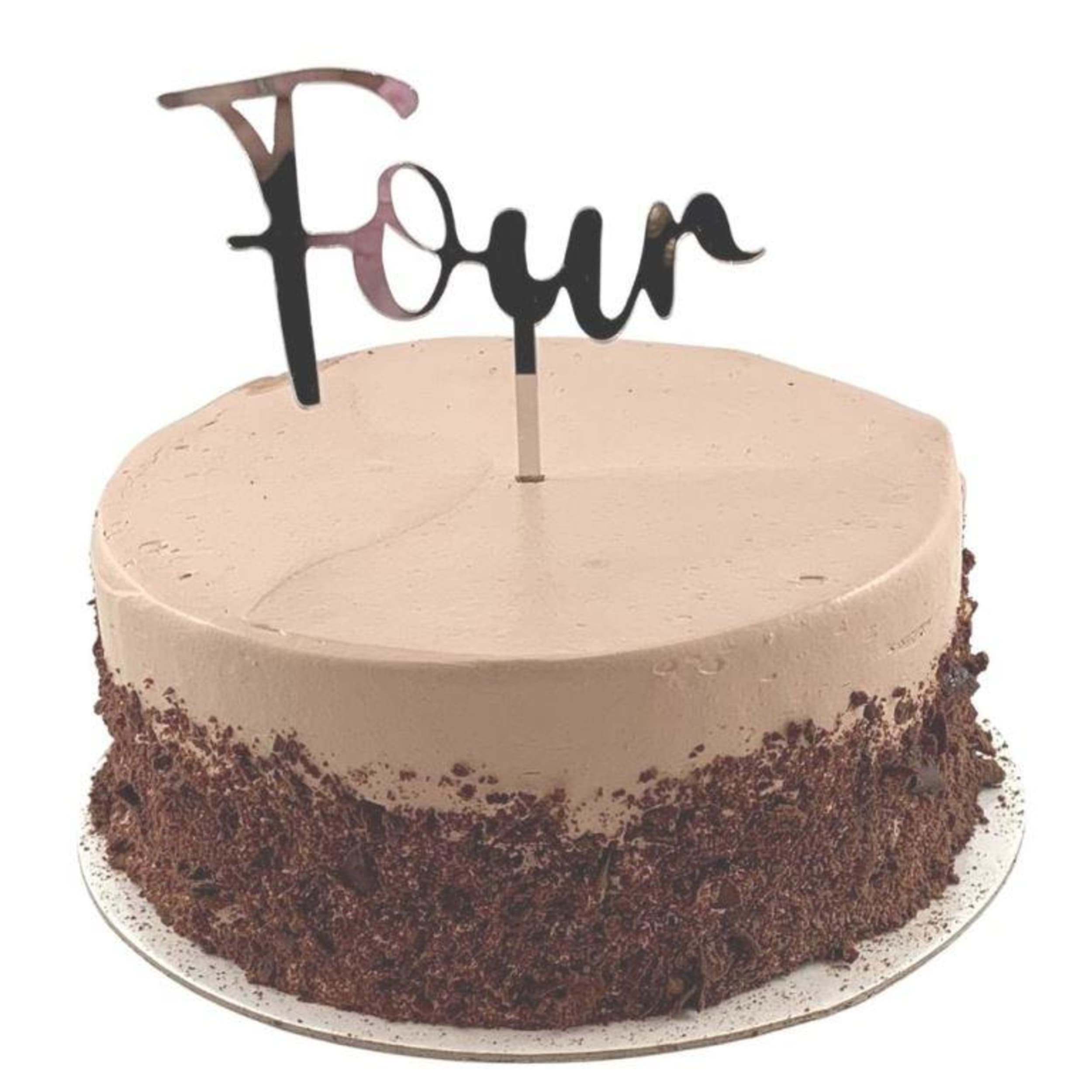 Occasions Cake Topper Acrylic 2mm Four Silver