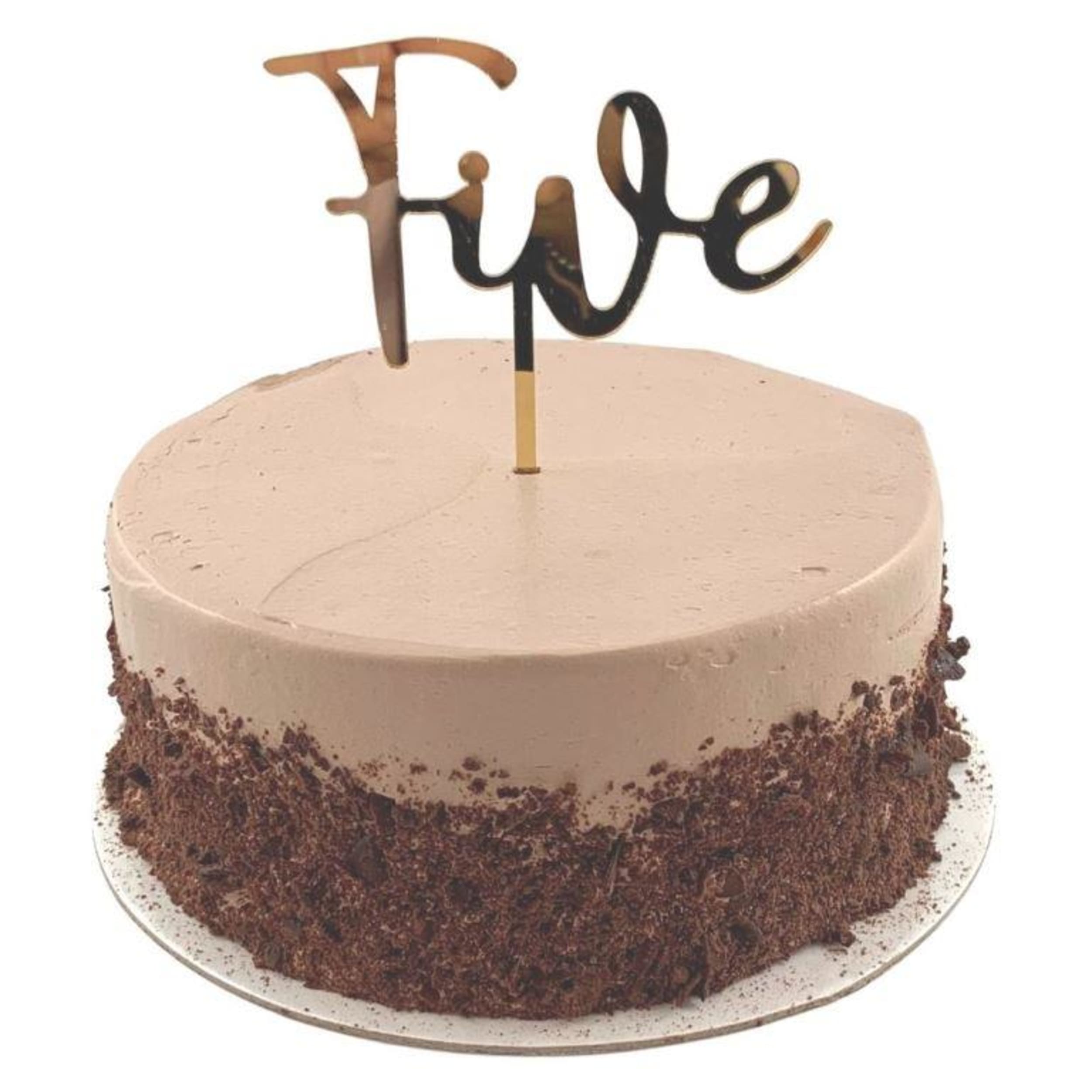 Occasions Cake Topper Acrylic 2mm Five Gold