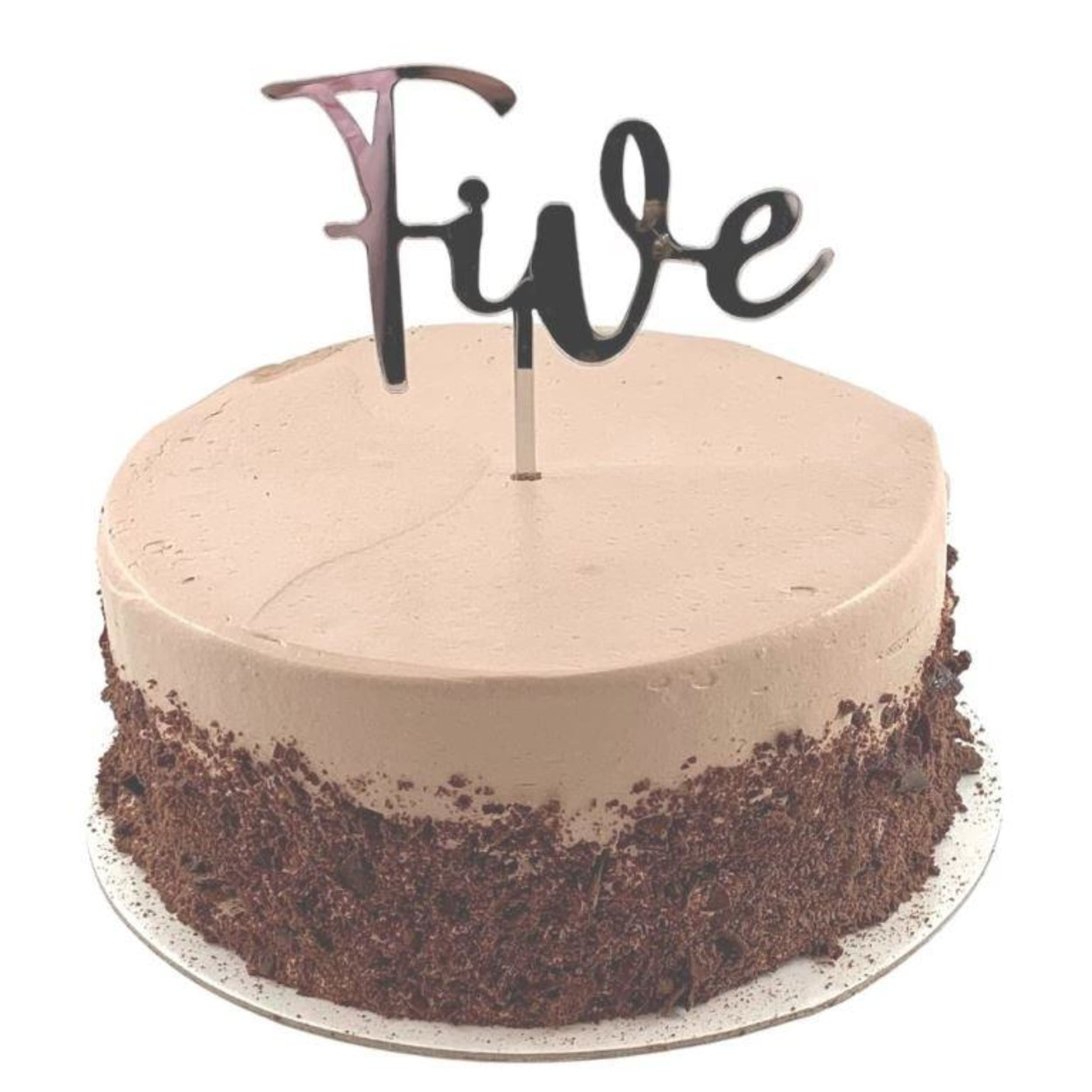 Occasions Cake Topper Acrylic 2mm Five Silver