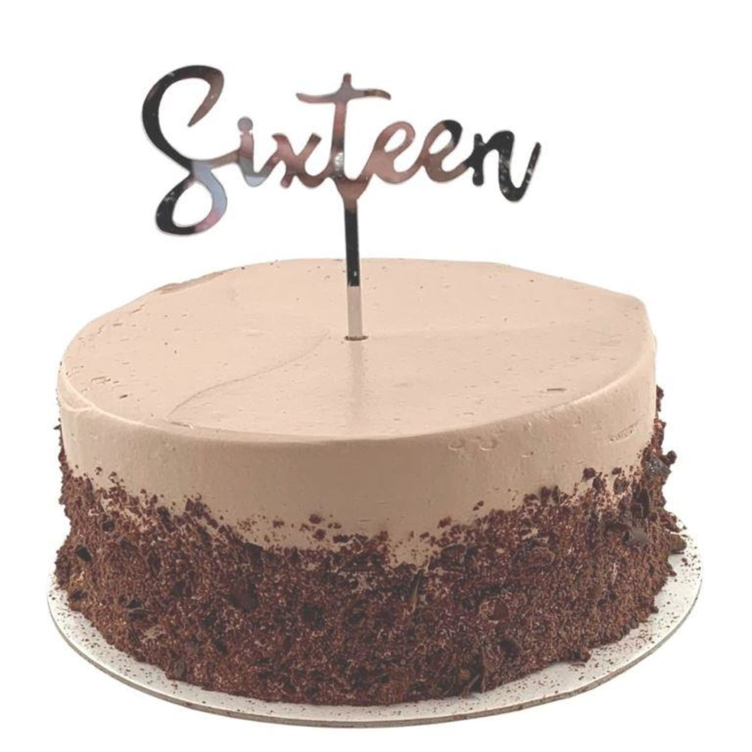 Occasions Cake Topper Acrylic 2mm Sixteen Silver