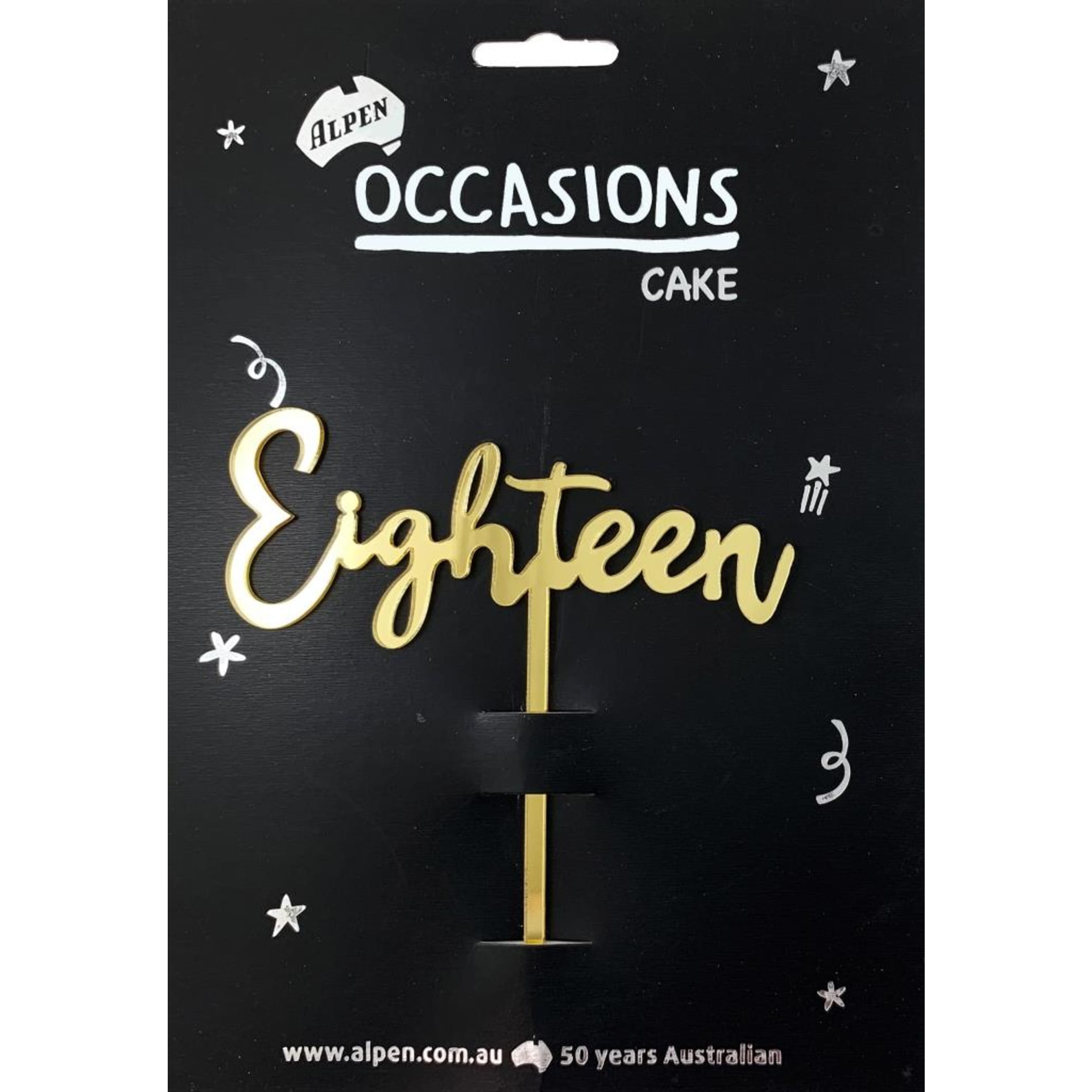 Occasions Cake Topper Acrylic 2mm Eighteen Gold