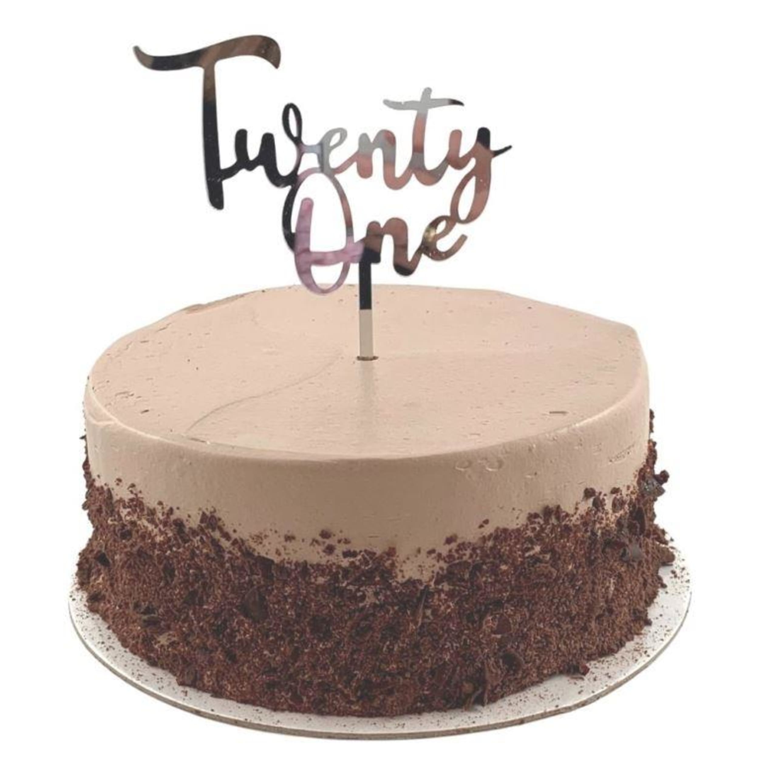 Occasions Cake Topper Acrylic 2mm Twenty One Silver