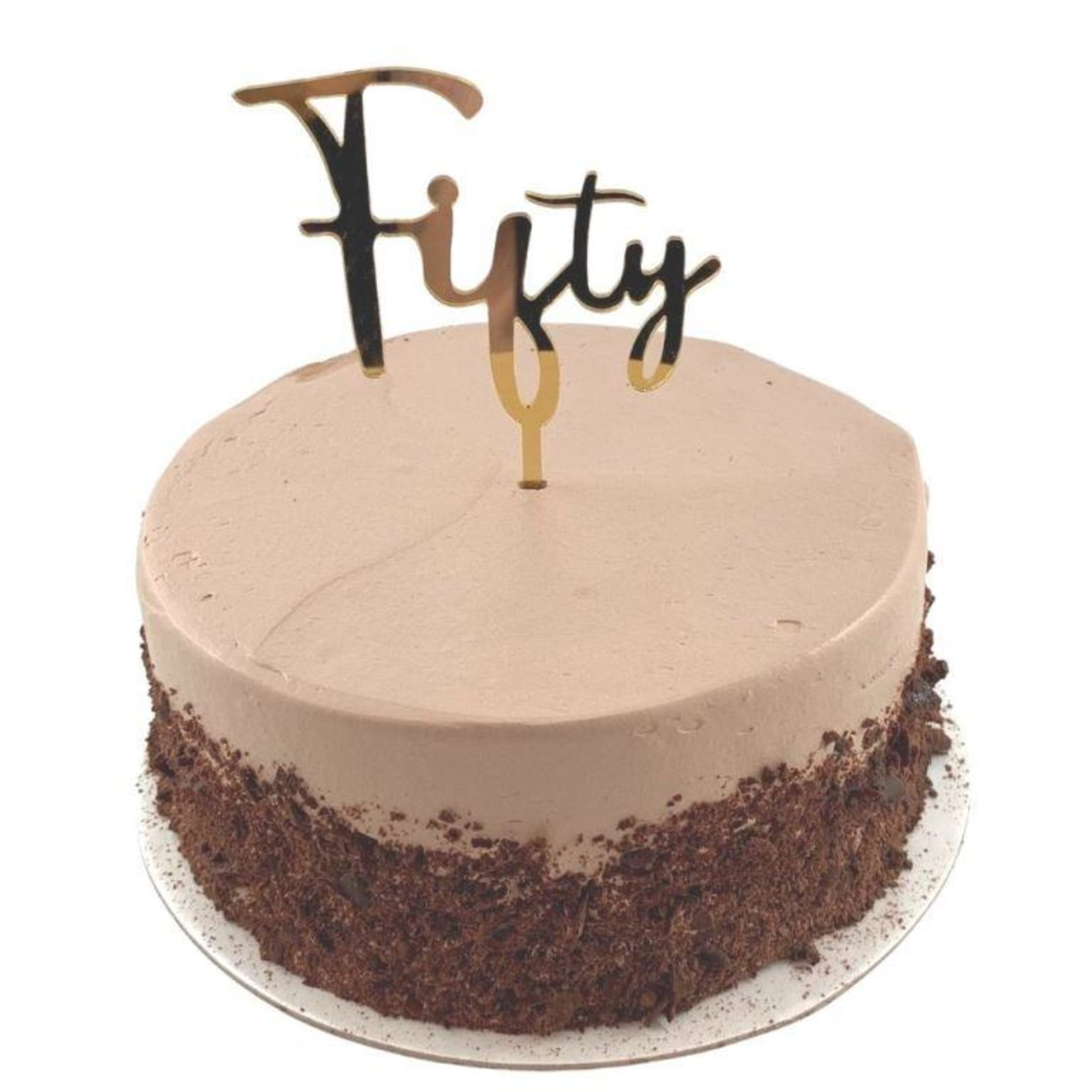 Occasions Cake Topper Acrylic 2mm Fifty Gold
