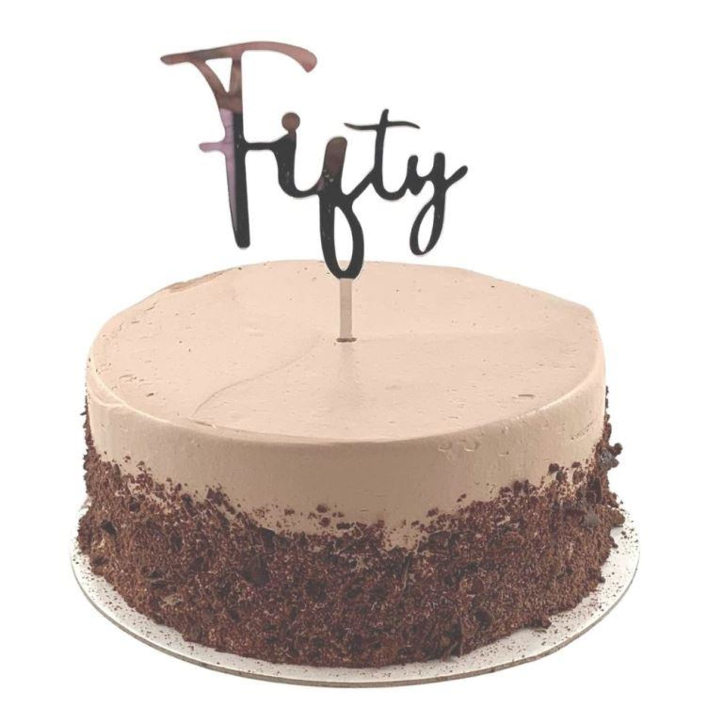 Occasions Cake Topper Acrylic 2mm Fifty Silver