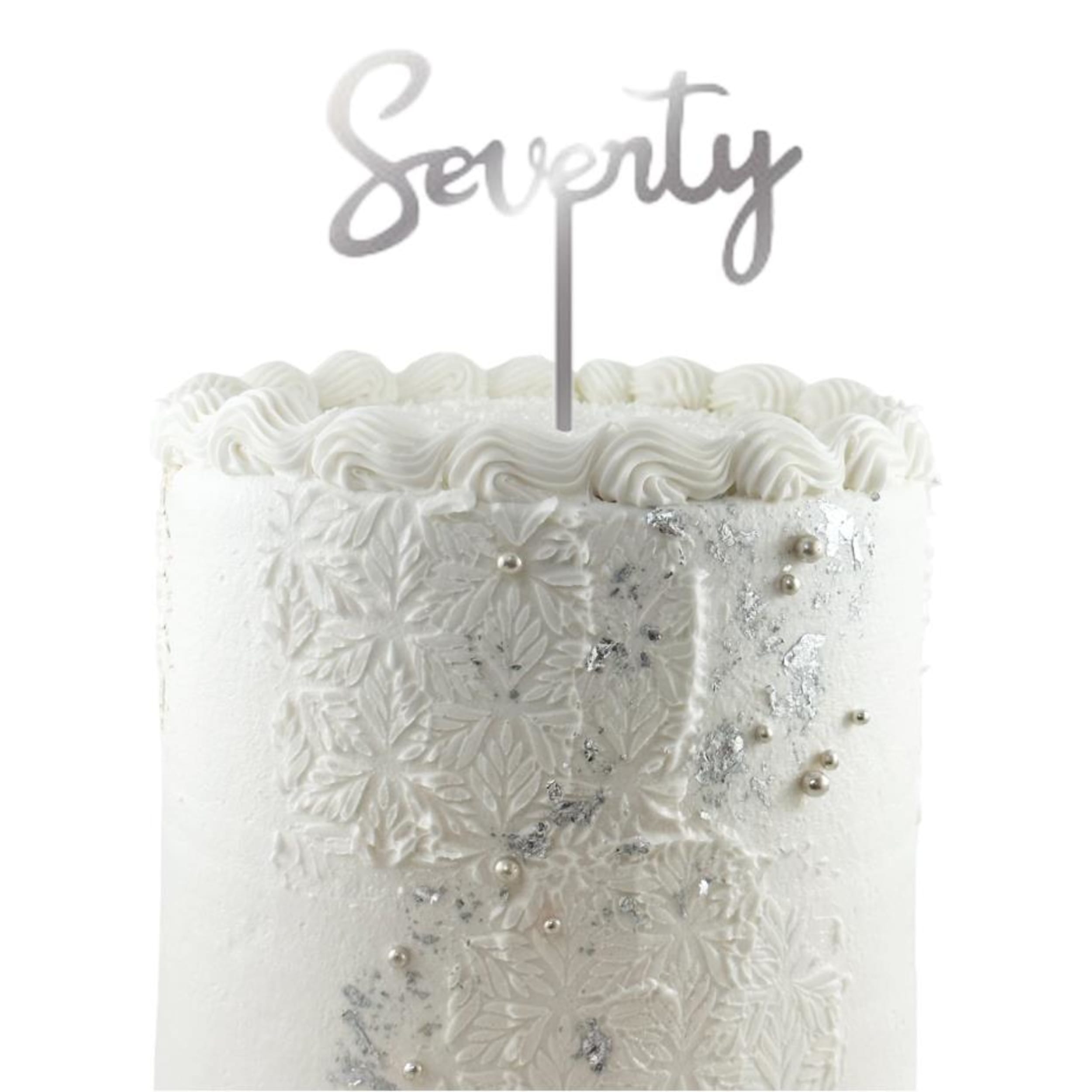 Occasions Cake Topper Acrylic 2mm Seventy Silver