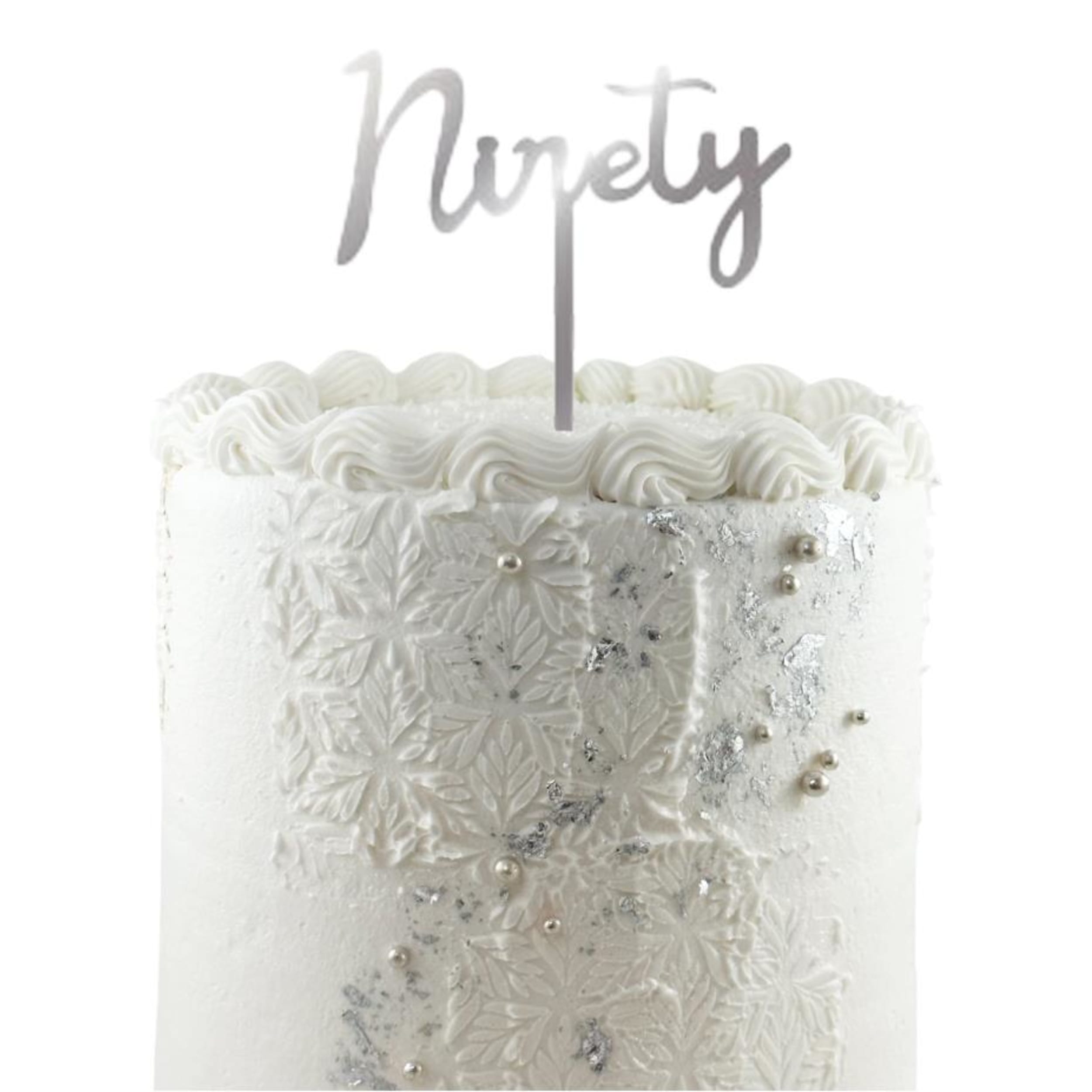 Occasions Cake Topper Acrylic 2mm Ninety Silver
