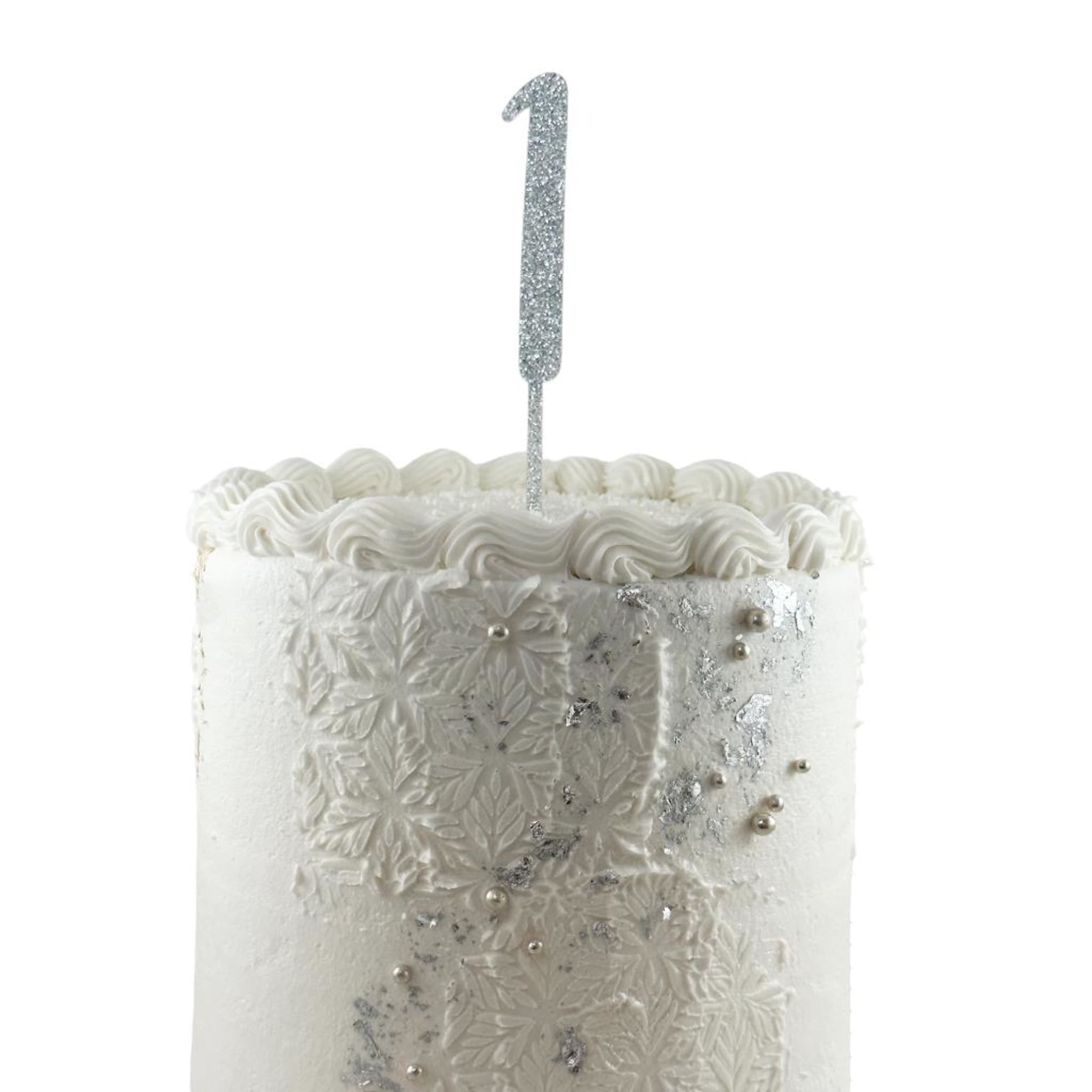 Occasions Cake Topper Acrylic Glitter 2.5mm Silver #1
