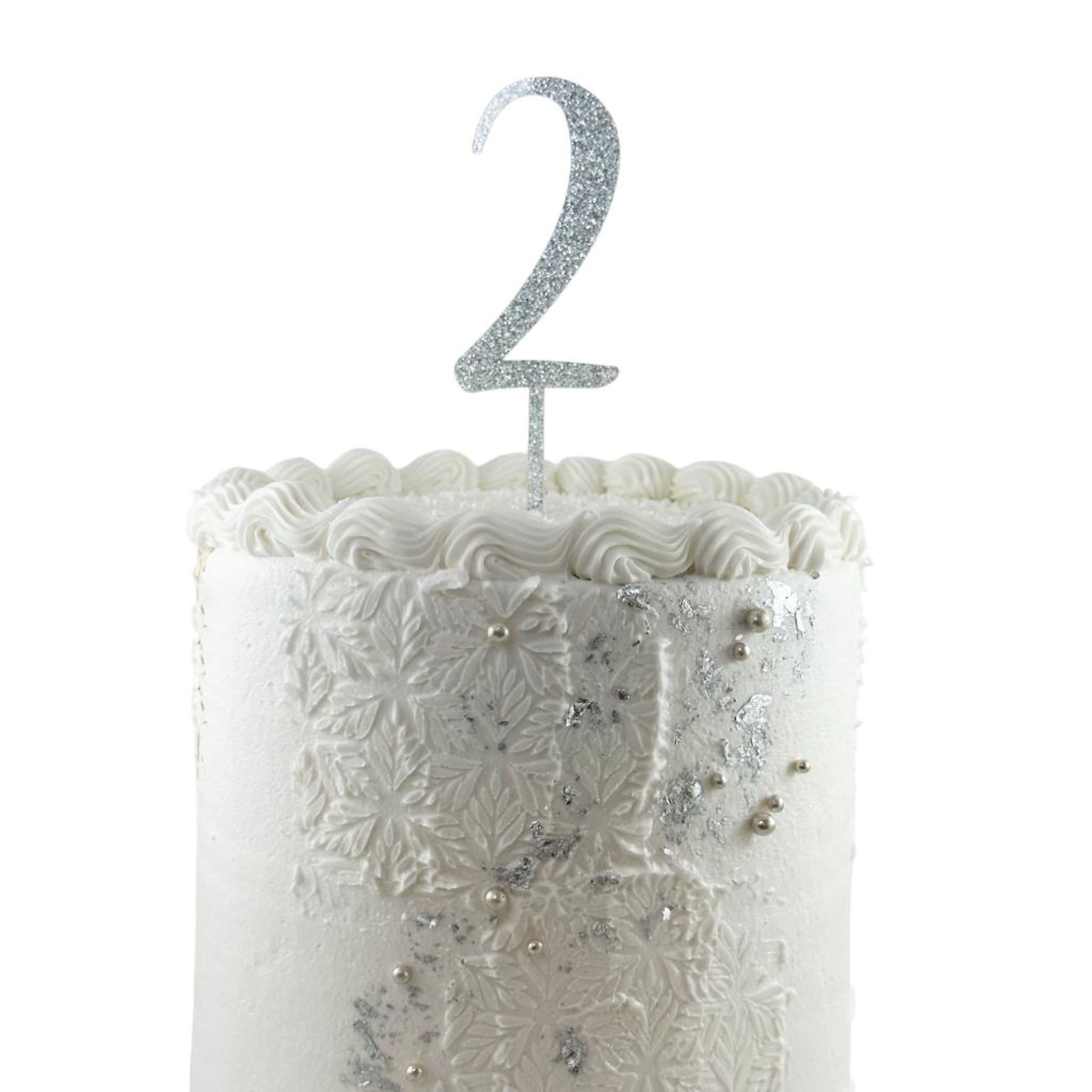 Occasions Cake Topper Acrylic Glitter 2.5mm Silver #2