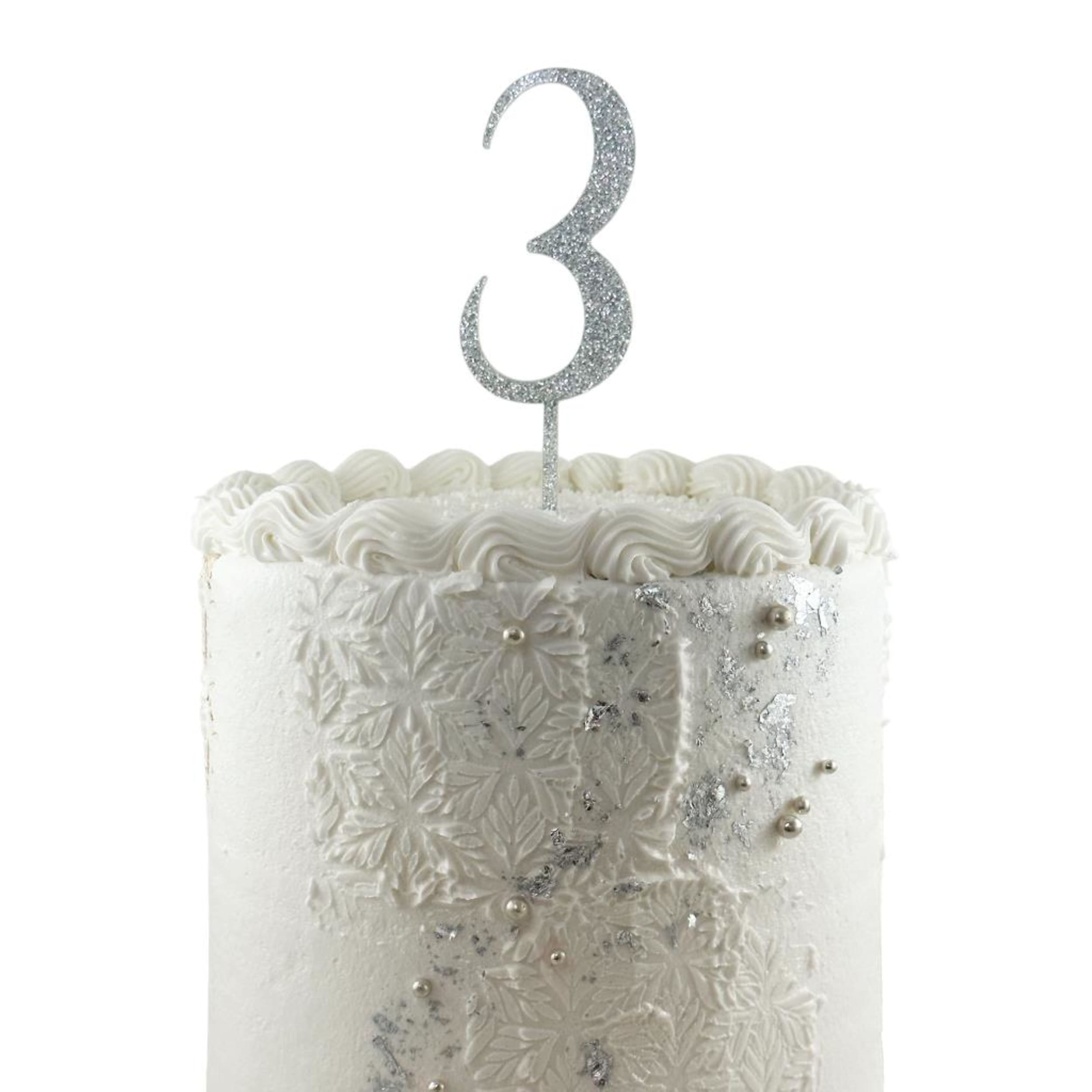 Occasions Cake Topper Acrylic Glitter 2.5mm Silver #3
