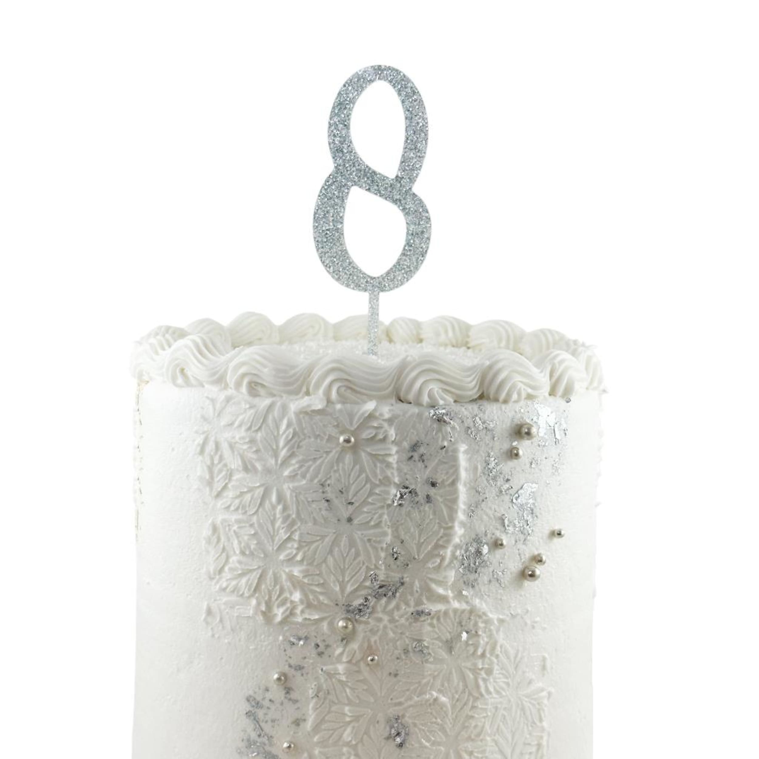 Occasions Cake Topper Acrylic Glitter 2.5mm Silver #8