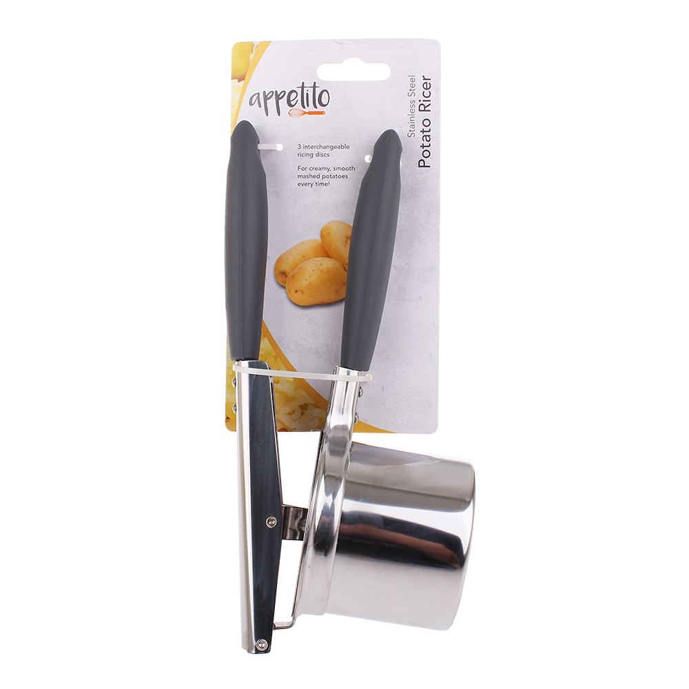 Appetito Stainless Steel Potato Ricer with 3 Discs