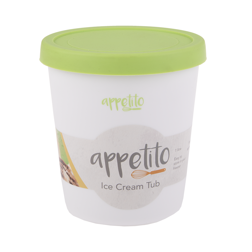 Appetito Round Ice Cream Tub 1L - Green