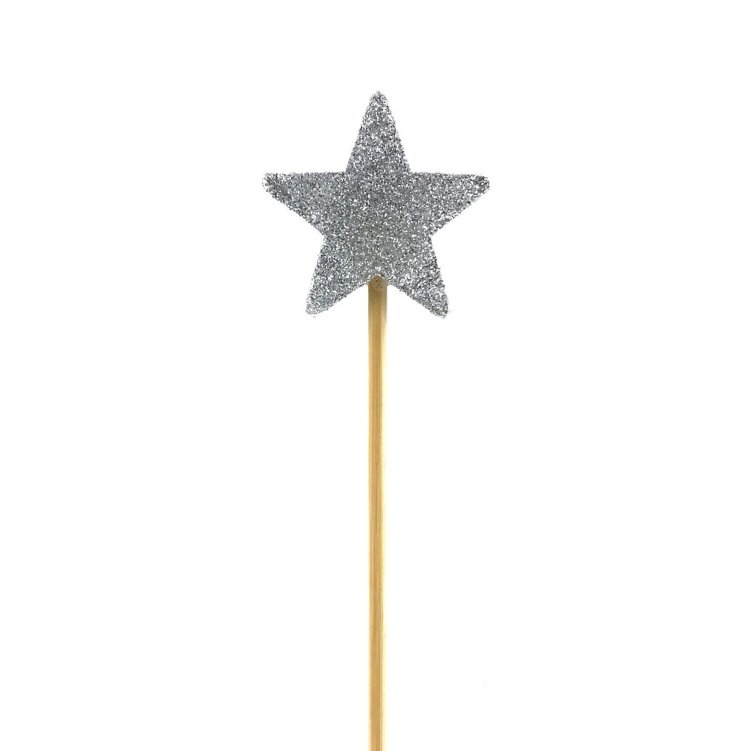 Occasions Silver Glitter Long Stick Candle Star