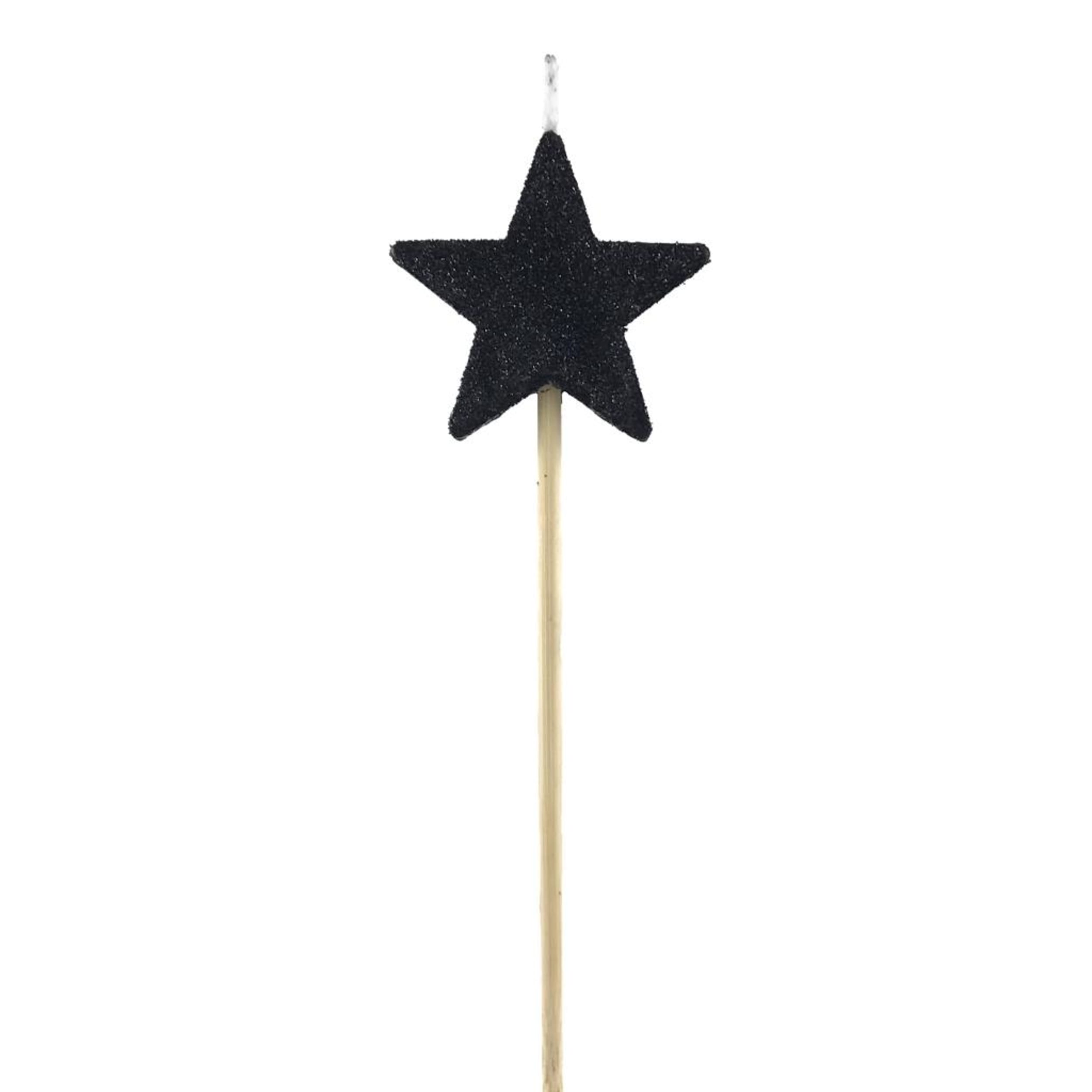 Occasions Black Glitter Long Stick Candle Star