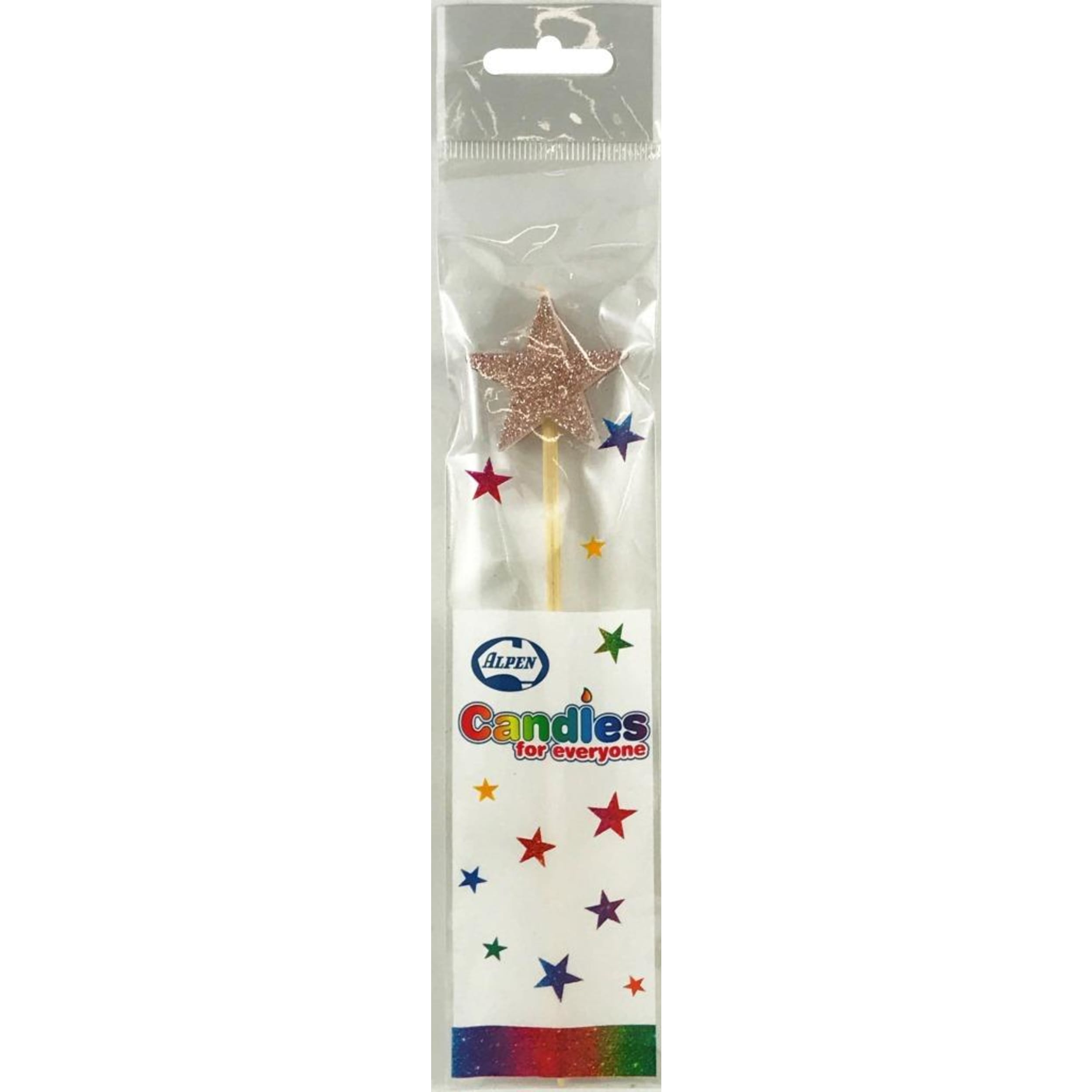 Occasions Rose Gold Glitter Long Stick Candle Star