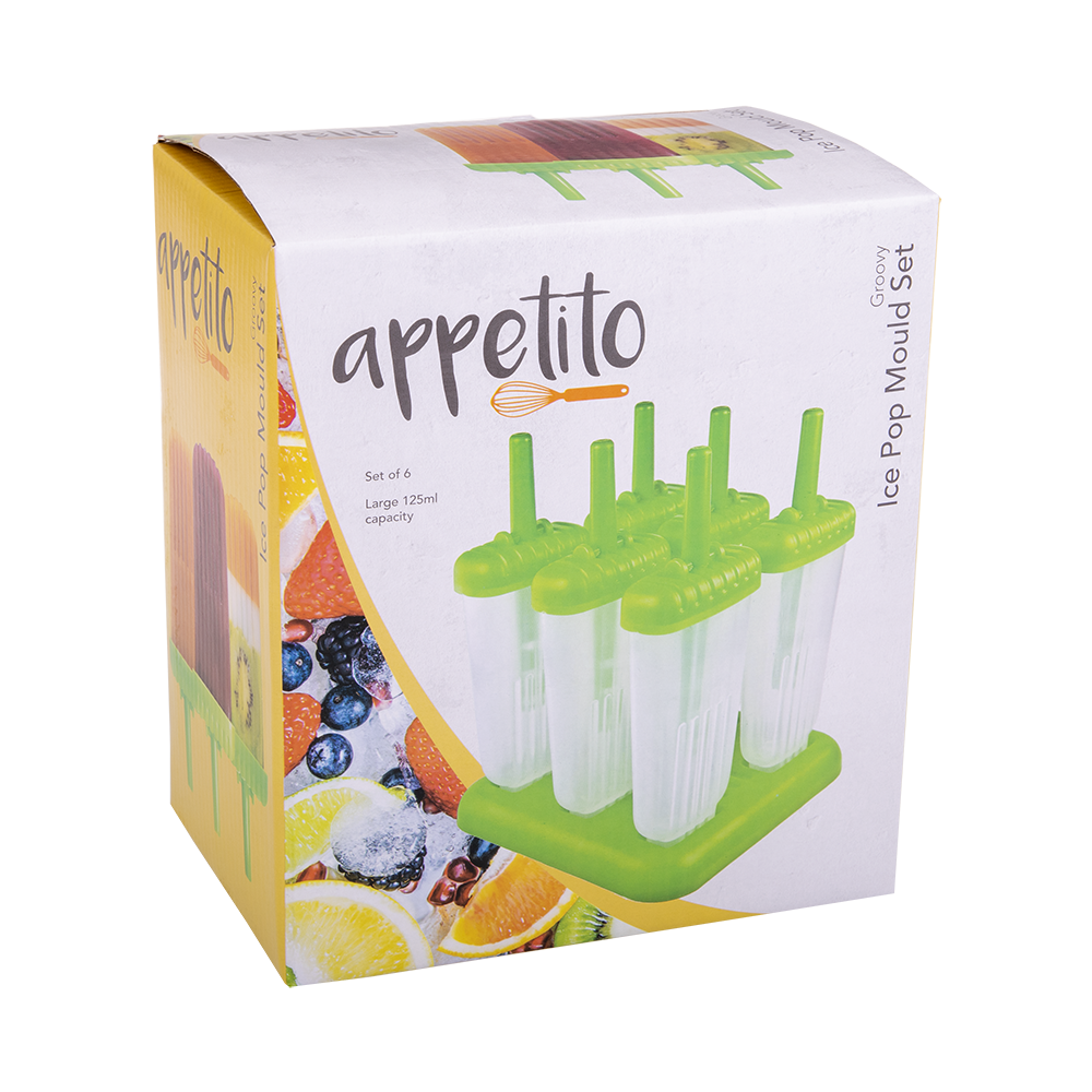 Appetito Groovy Ice Pop Mould Set 6 - Green