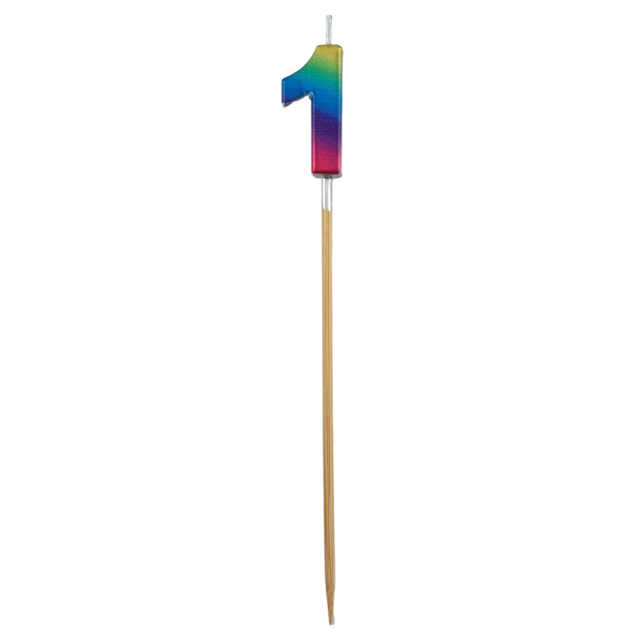 Occasions Rainbow Metallic Long Stick Candle #1