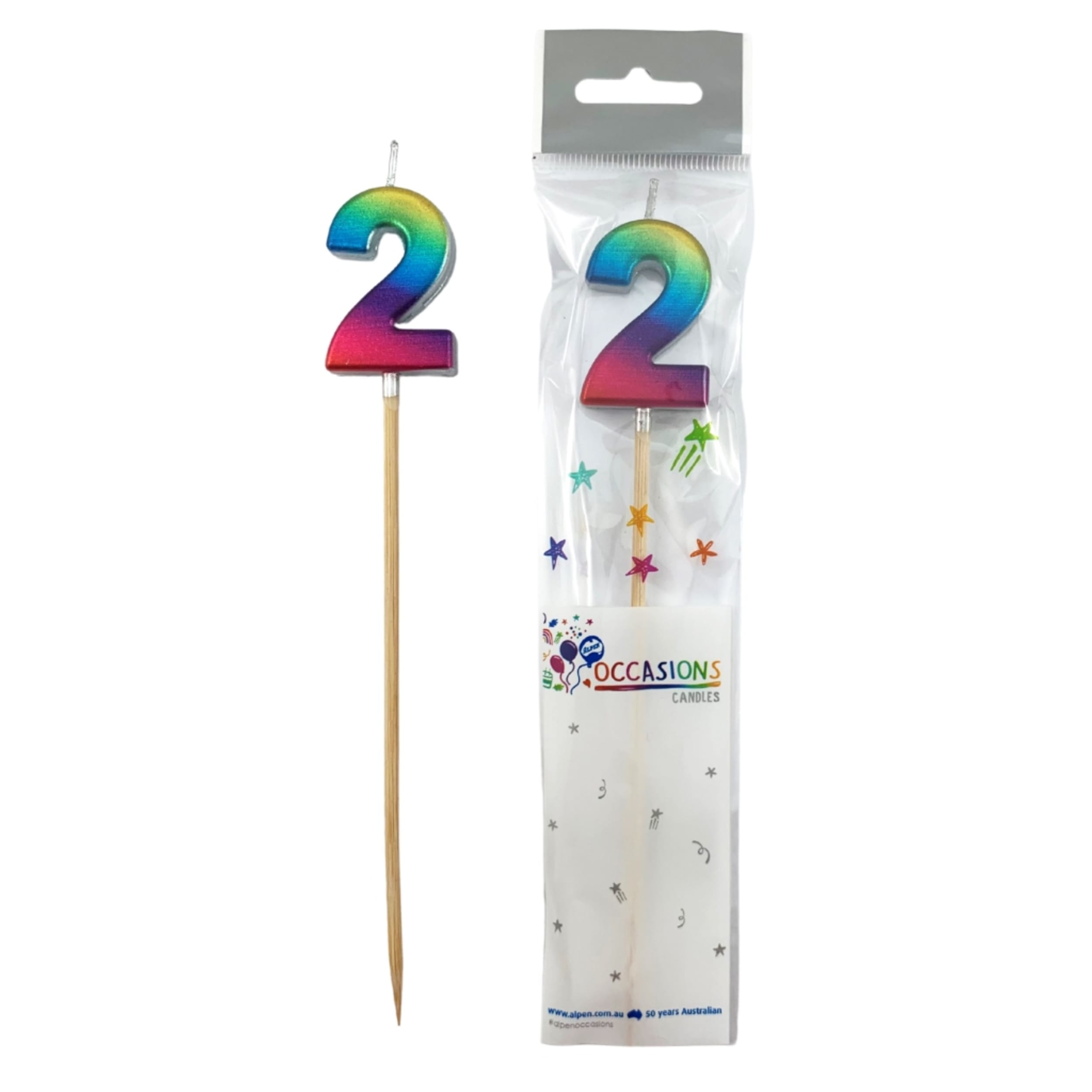Occasions Rainbow Metallic Long Stick Candle #2