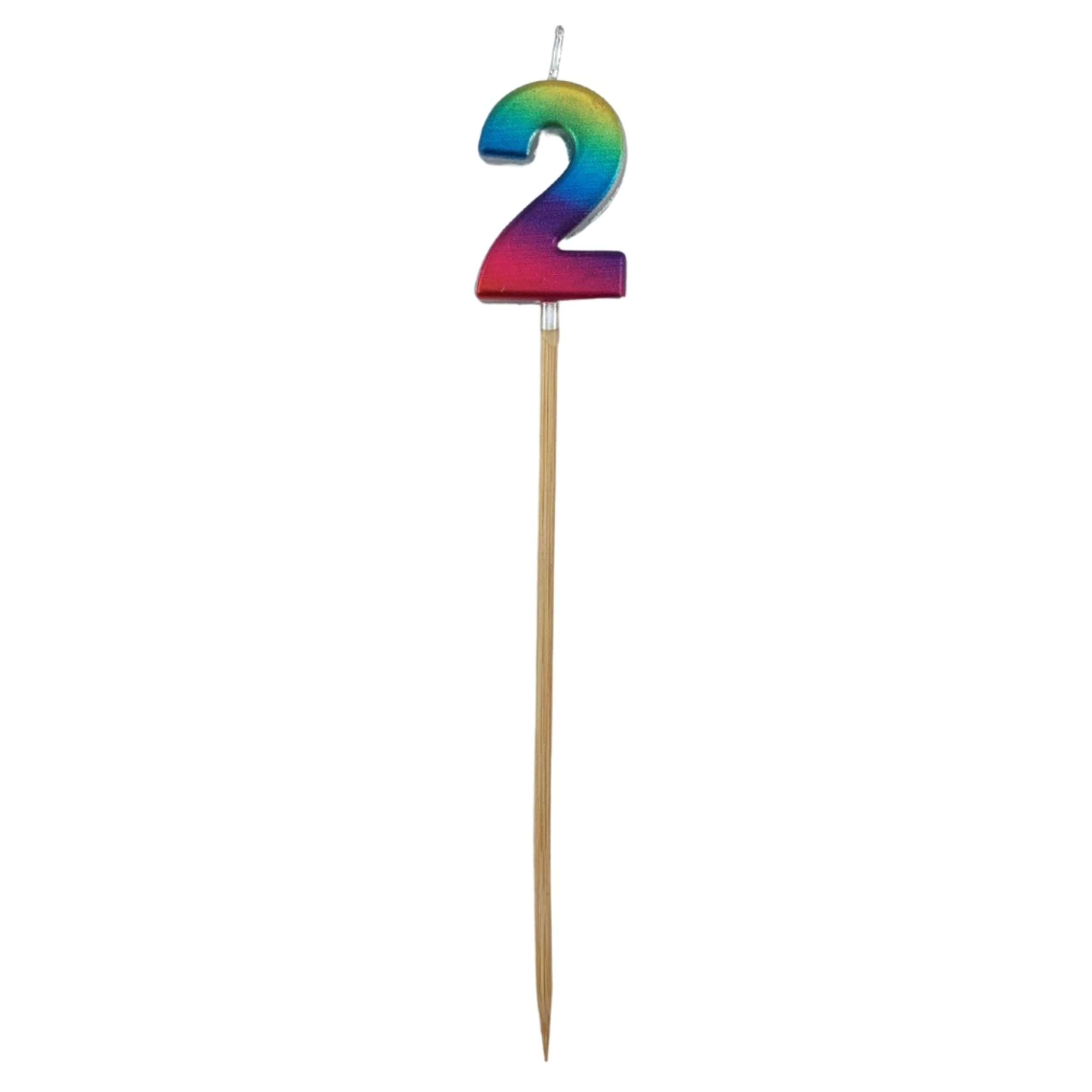 Occasions Rainbow Metallic Long Stick Candle #2