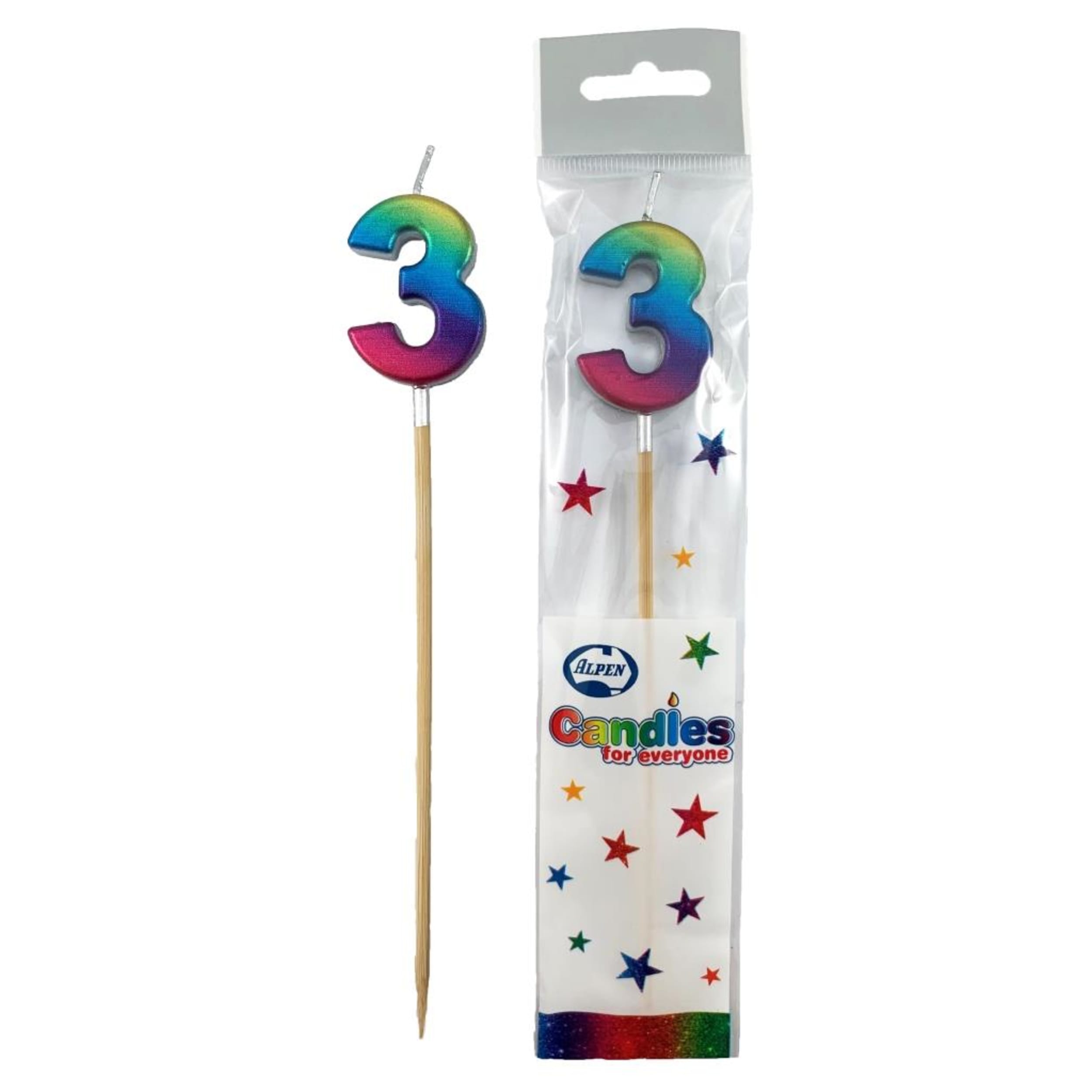 Occasions Rainbow Metallic Long Stick Candle #3