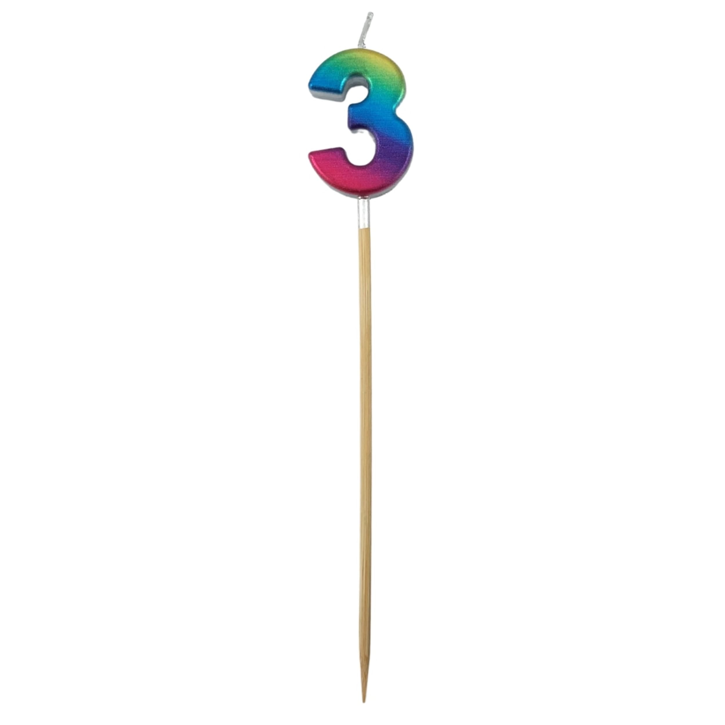 Occasions Rainbow Metallic Long Stick Candle #3