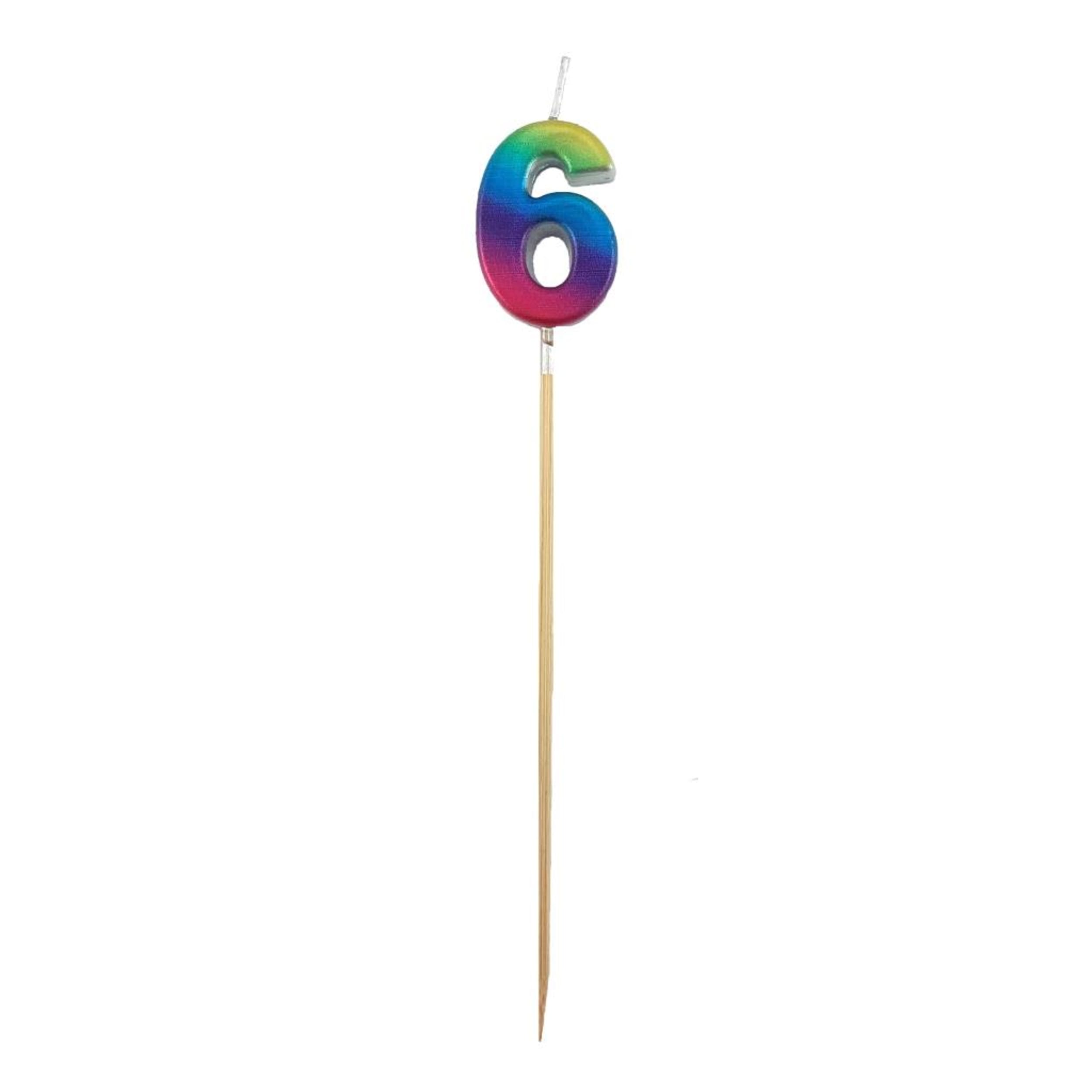 Occasions Rainbow Metallic Long Stick Candle #6