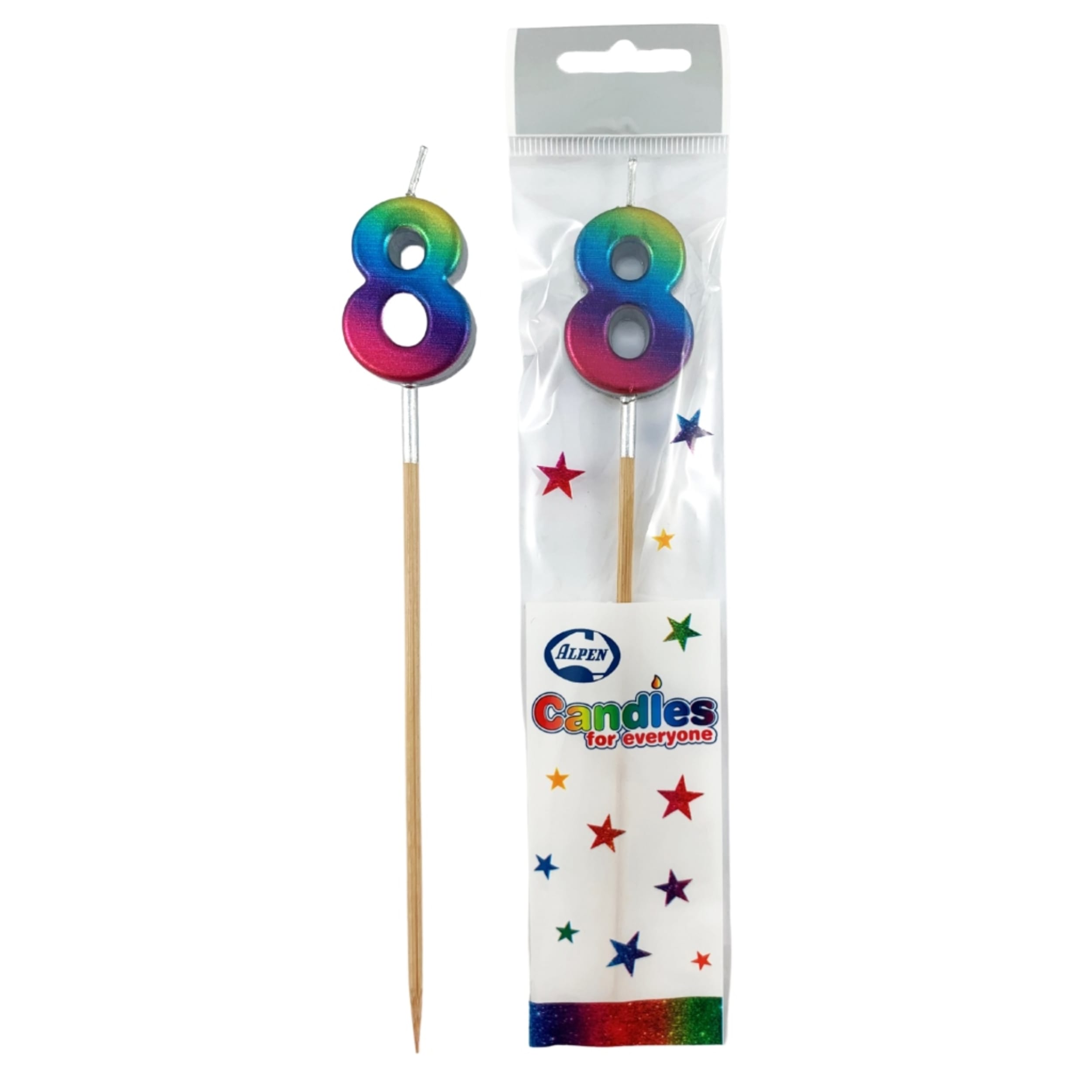 Occasions Rainbow Metallic Long Stick Candle #8
