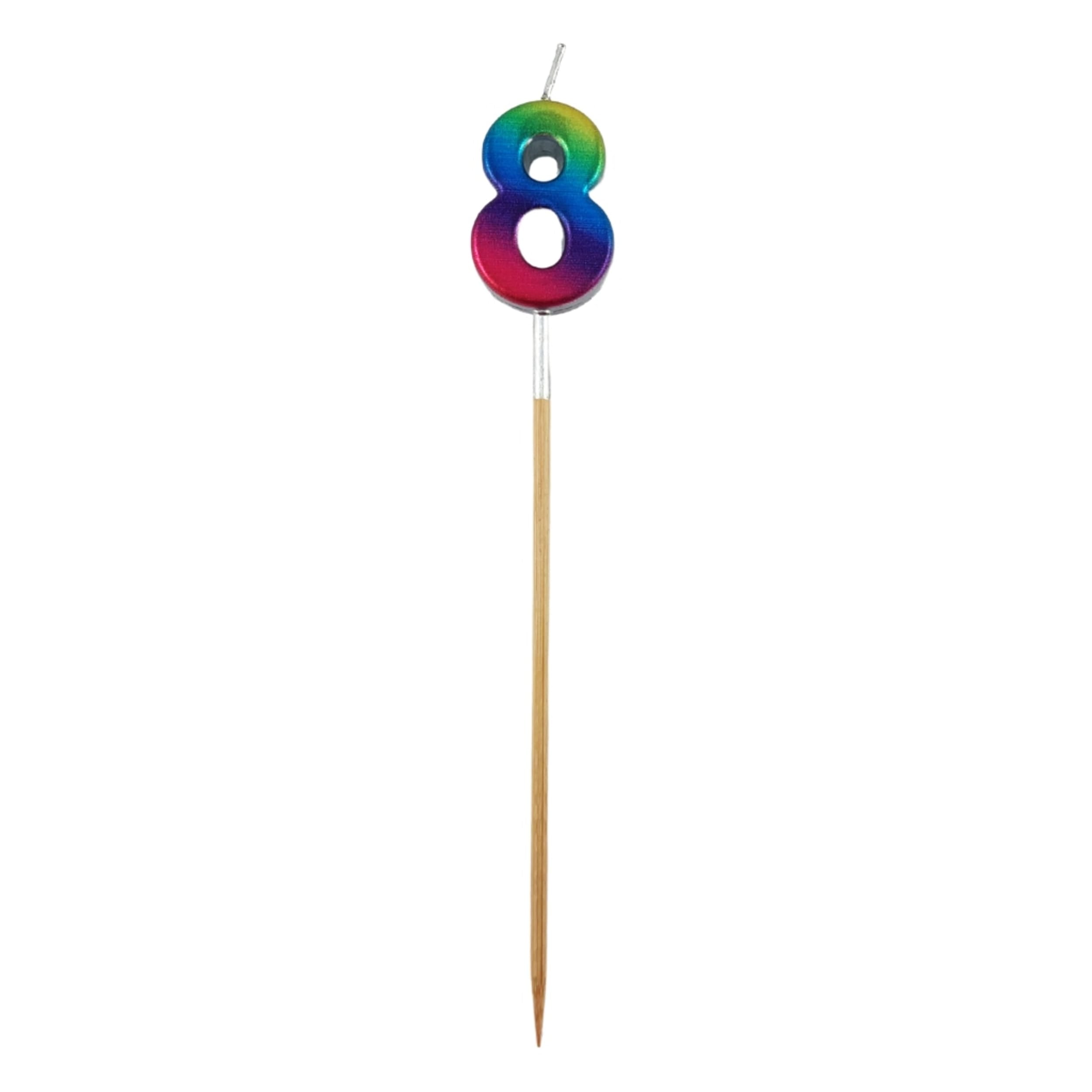 Occasions Rainbow Metallic Long Stick Candle #8