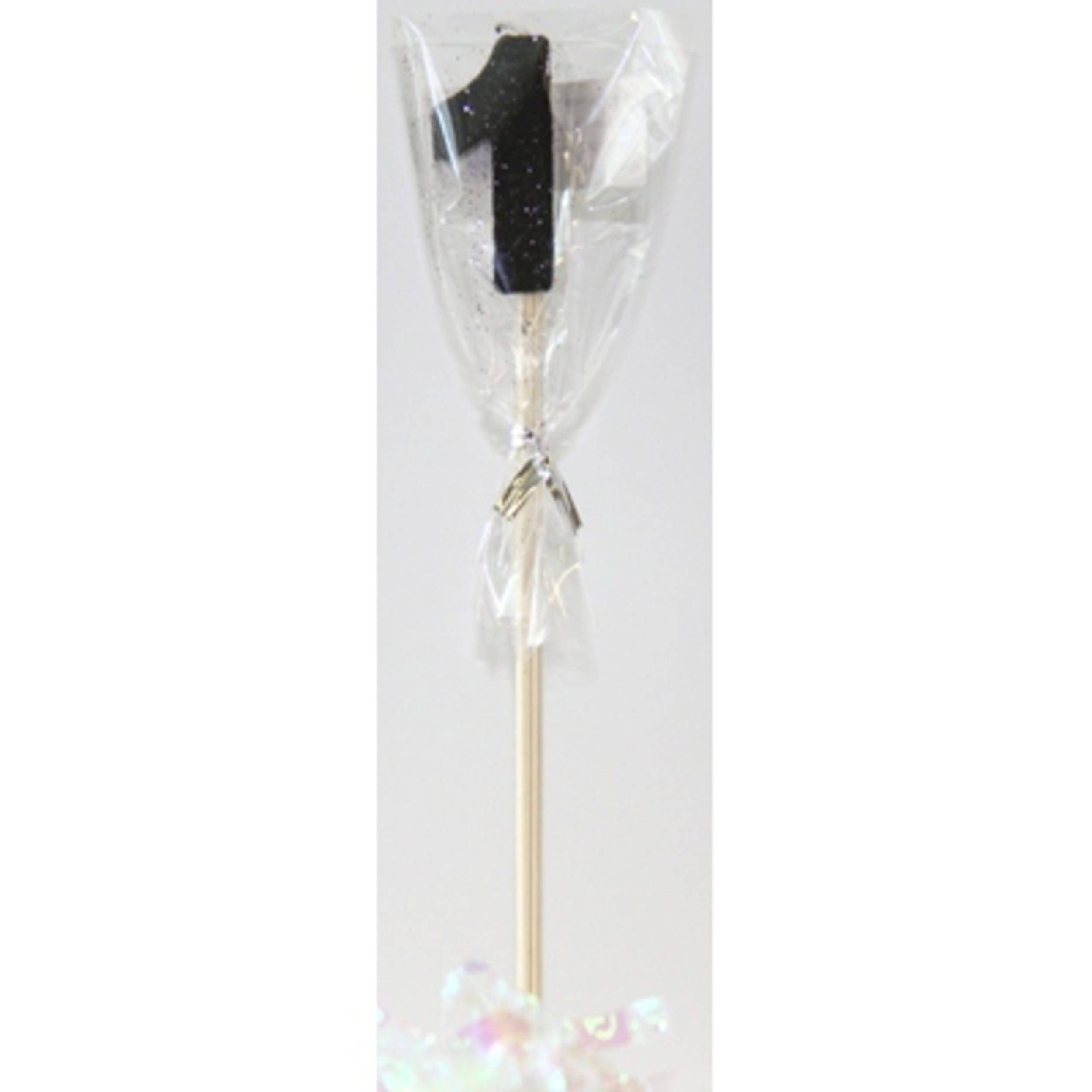 Occasions Black Glitter Long Stick Candle #1